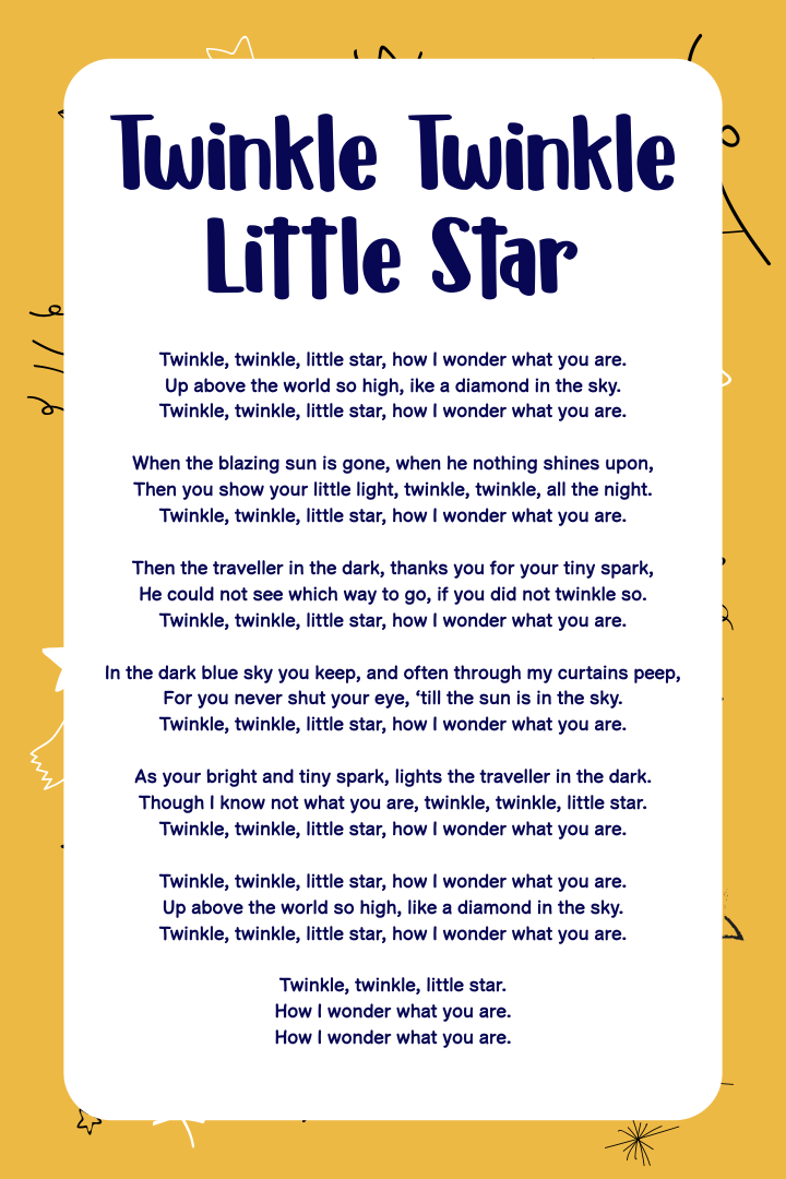 10 Best Twinkle Twinkle Little Star Printable Poem PDF for Free at ...