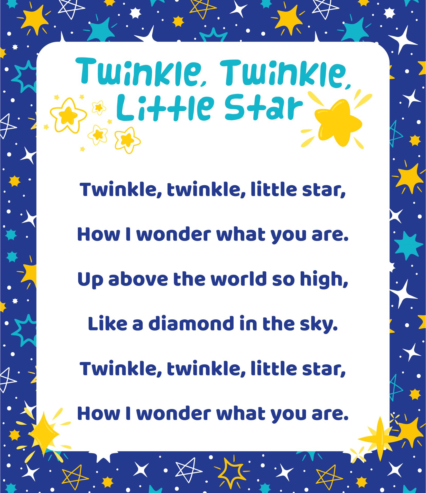 Twinkle Twinkle Little Star Poem - 10 Free PDF Printables | Printablee