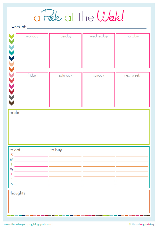 A Peek at the Week Printable Weekly Planner