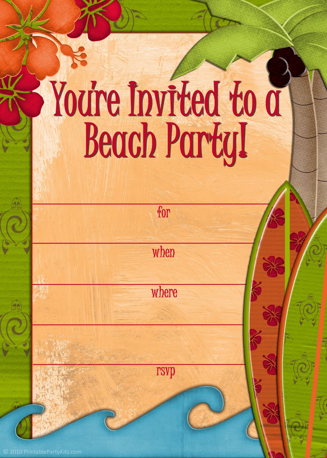 Beach Party Invitation Templates