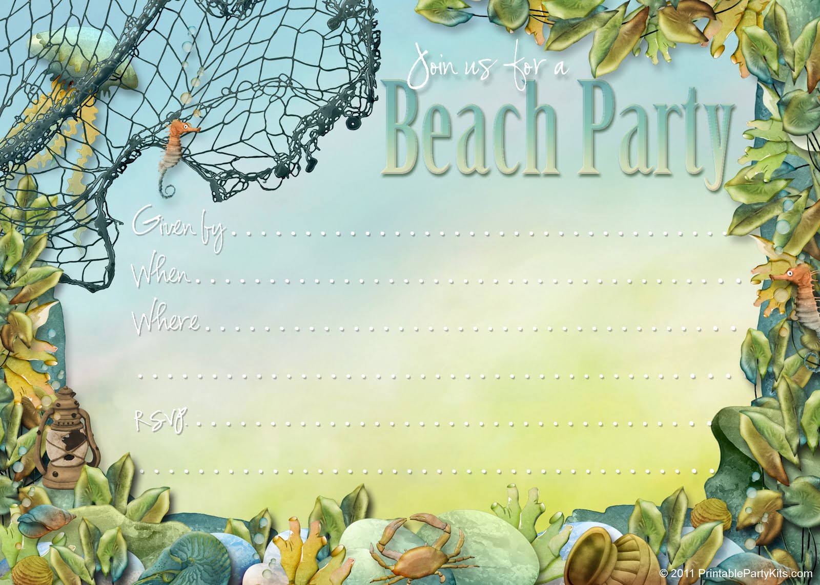 Beach Party Invitation Templates