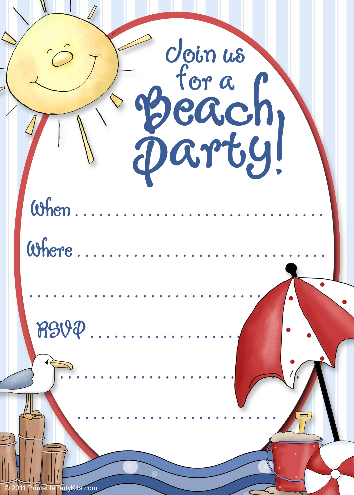 Beach Party Invitations Printable Free