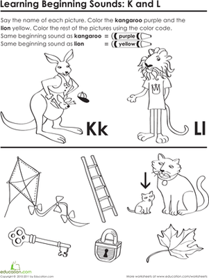 Beginning Sound Phonics Worksheets Letter L