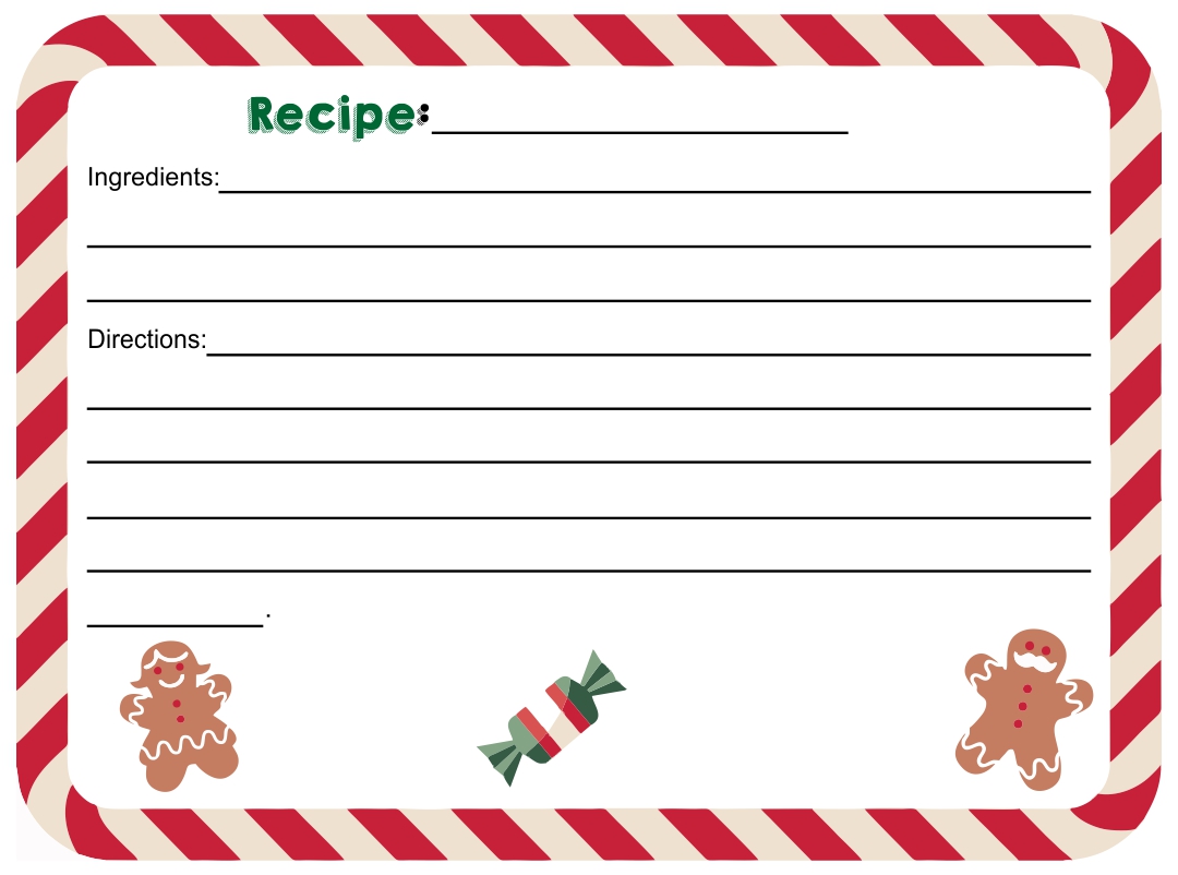 Editable Recipe Card Template Christmas 10 Free PDF Printables