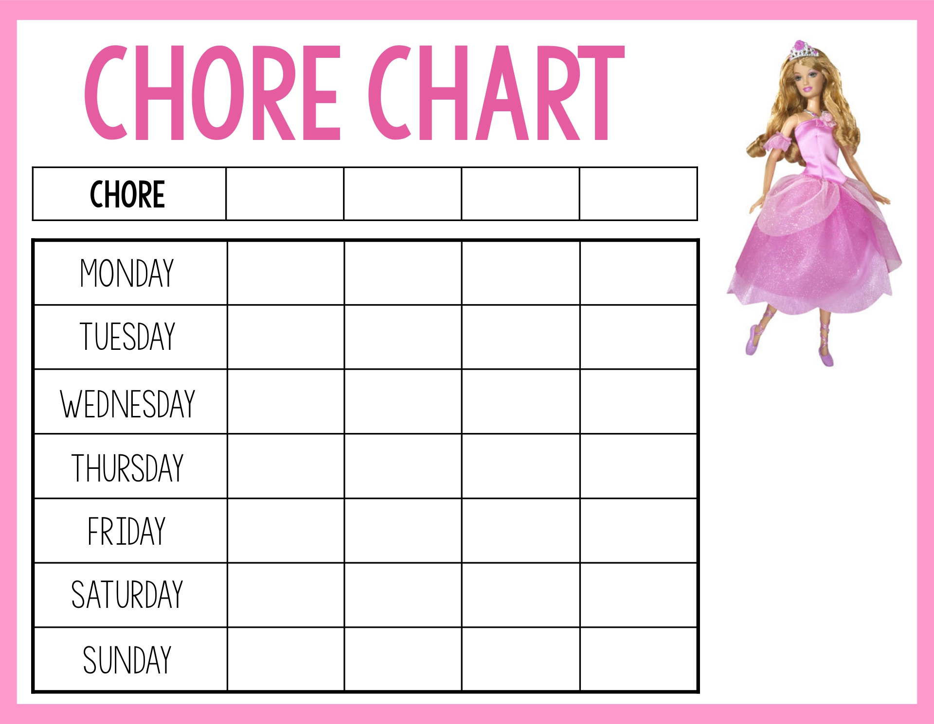 Printable Chore Charts Easy