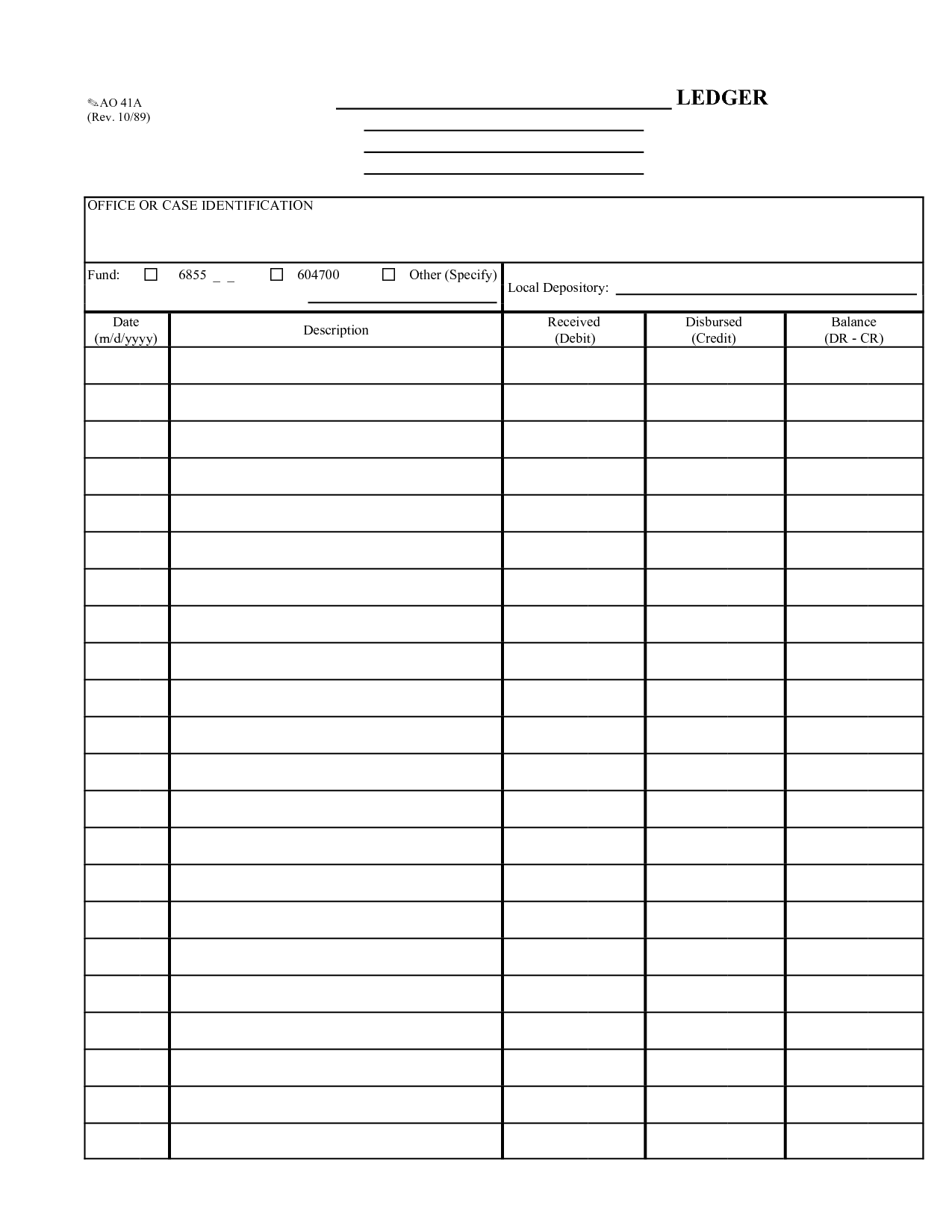 Printable Ledger Template