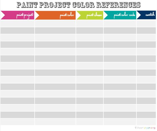 Printable Organizing Charts