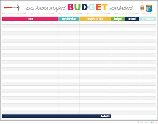 Printable Project Budget Worksheet