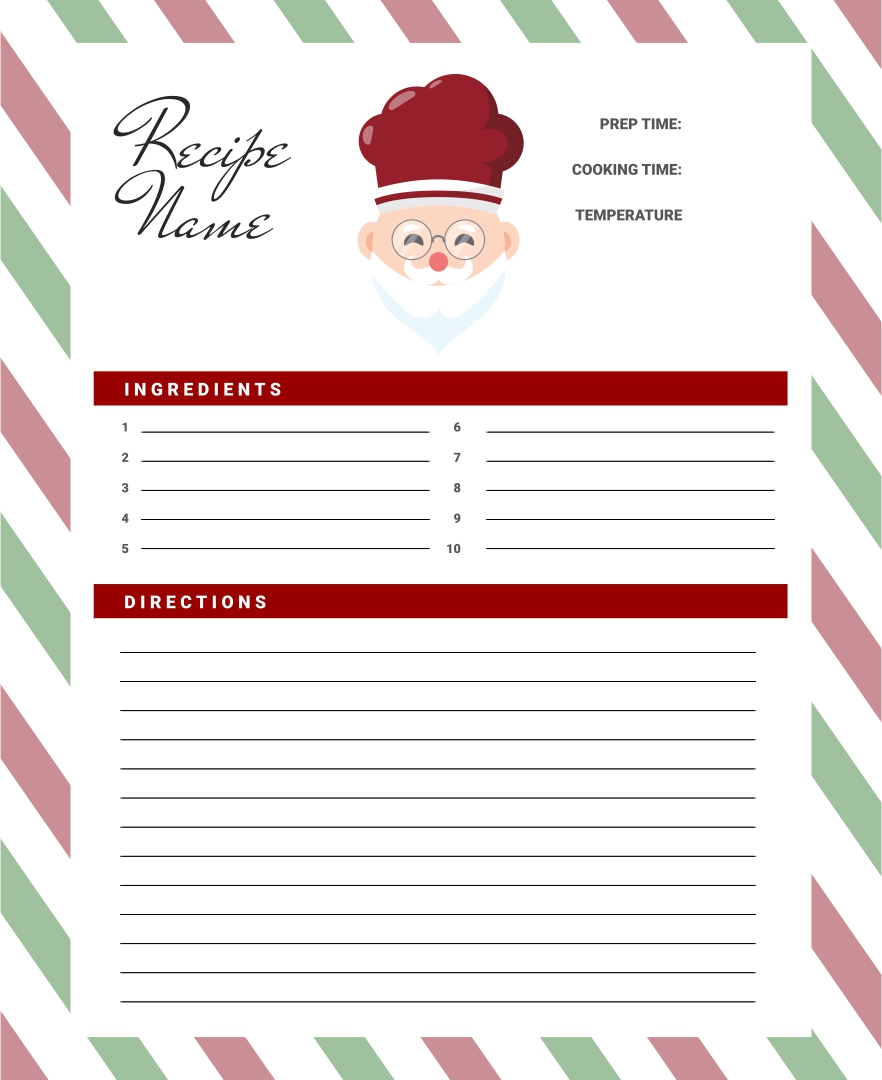 free fillable recipe card template for word
