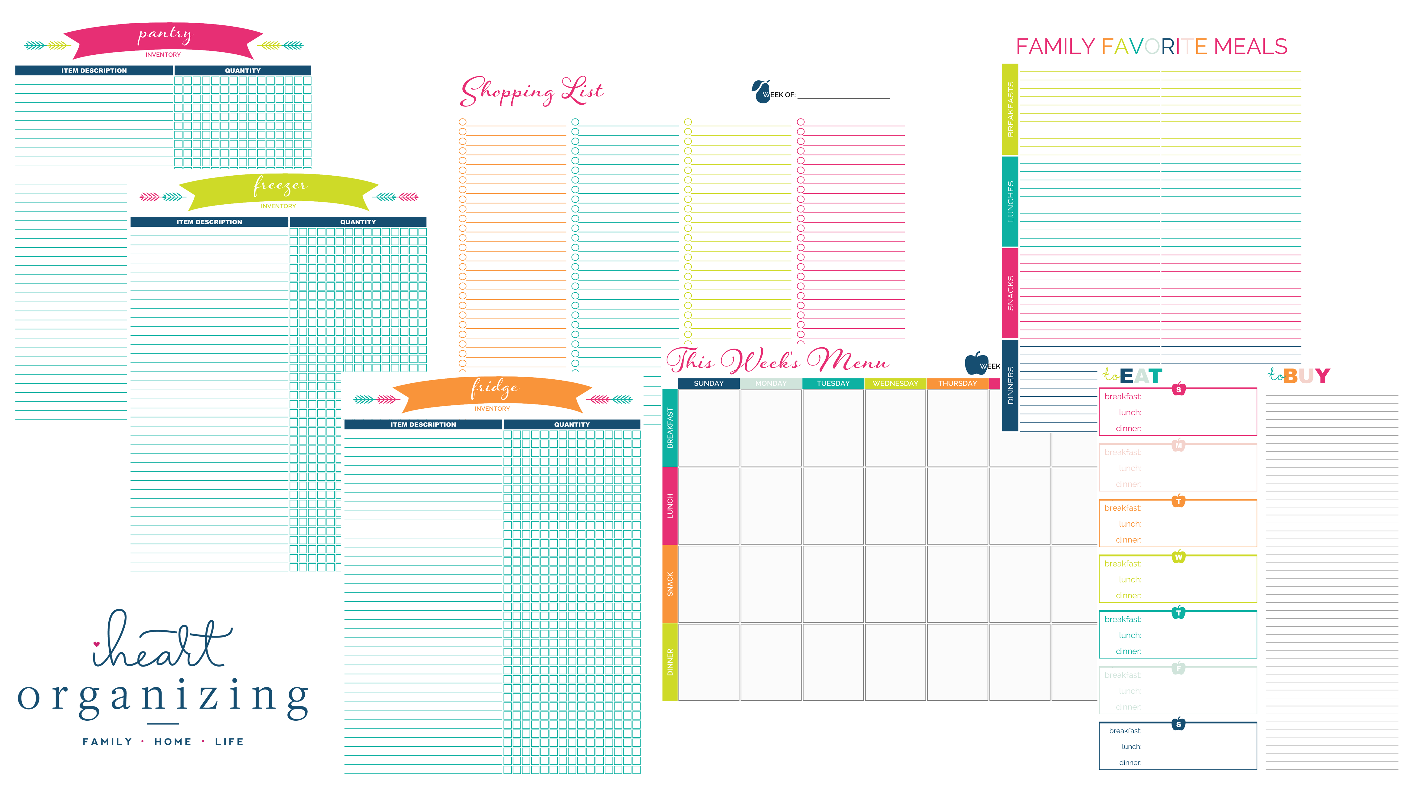 Organizing Meal-Planning Sheet Printable