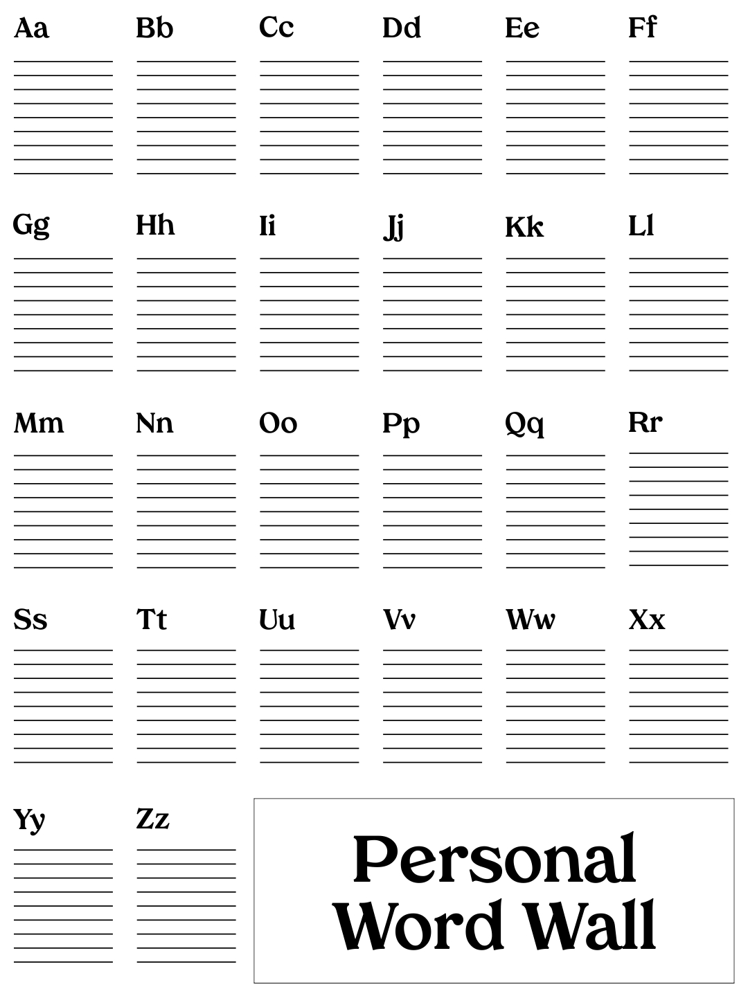 10 Best Personal Word Wall Printable Printablee