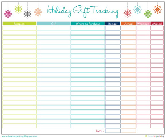 Printable Christmas Gift Tracker