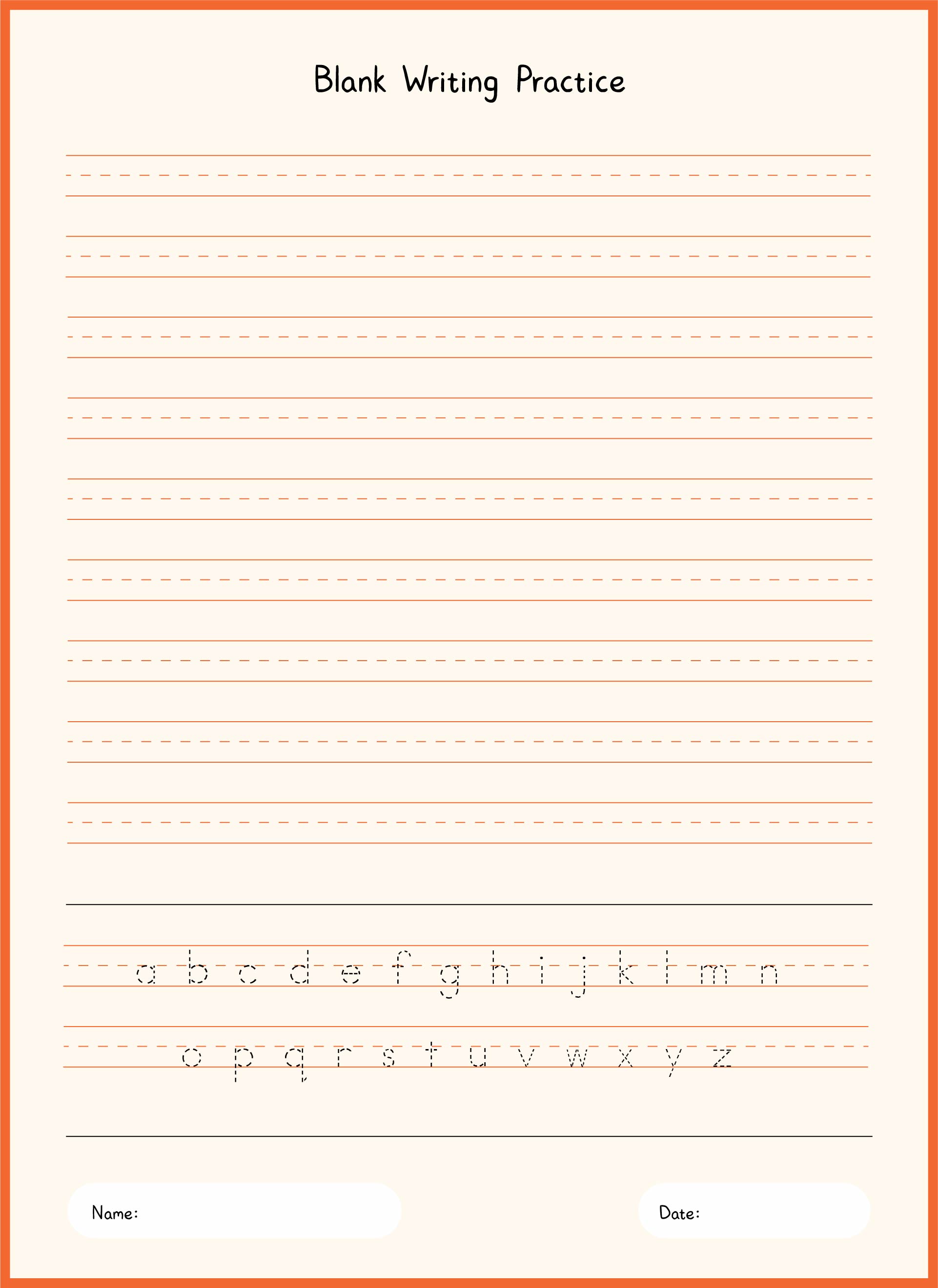 Blank Kindergarten Writing Worksheets