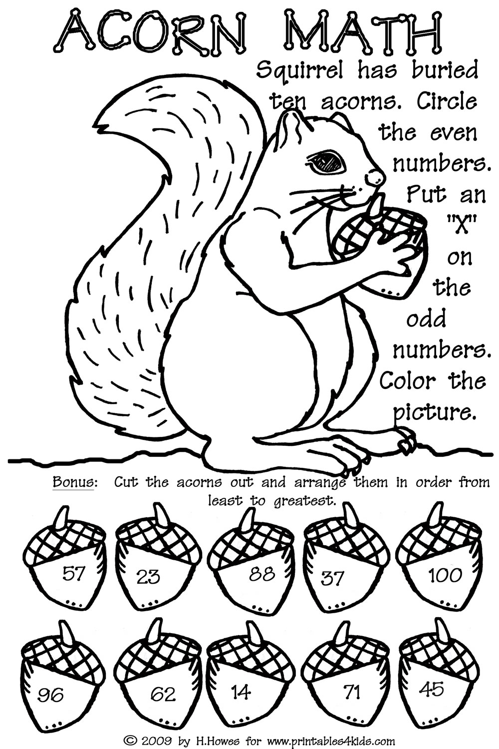 Printable Fall Math Coloring Worksheets