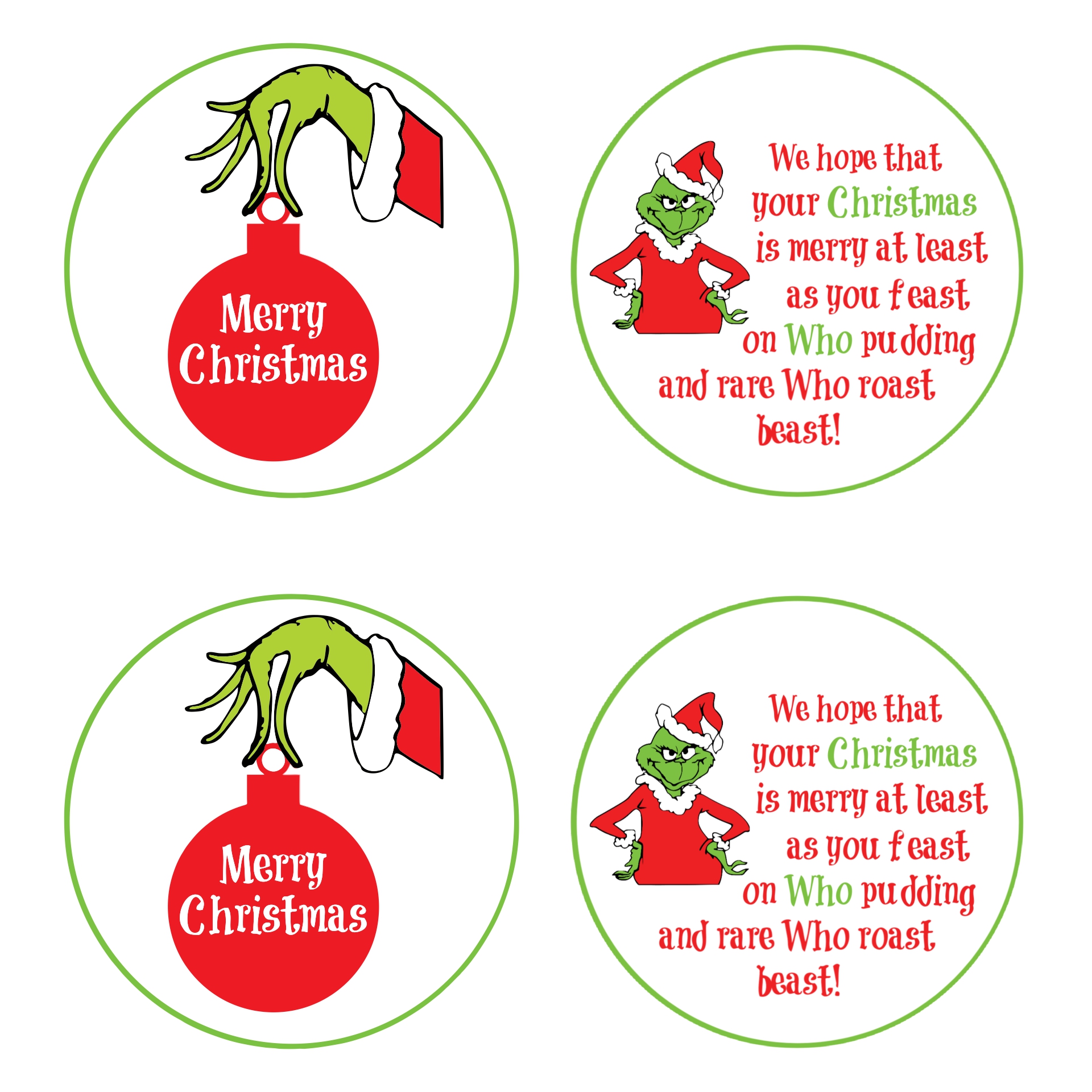 Free Printable Grinch Gift Tags - Printable Word Searches