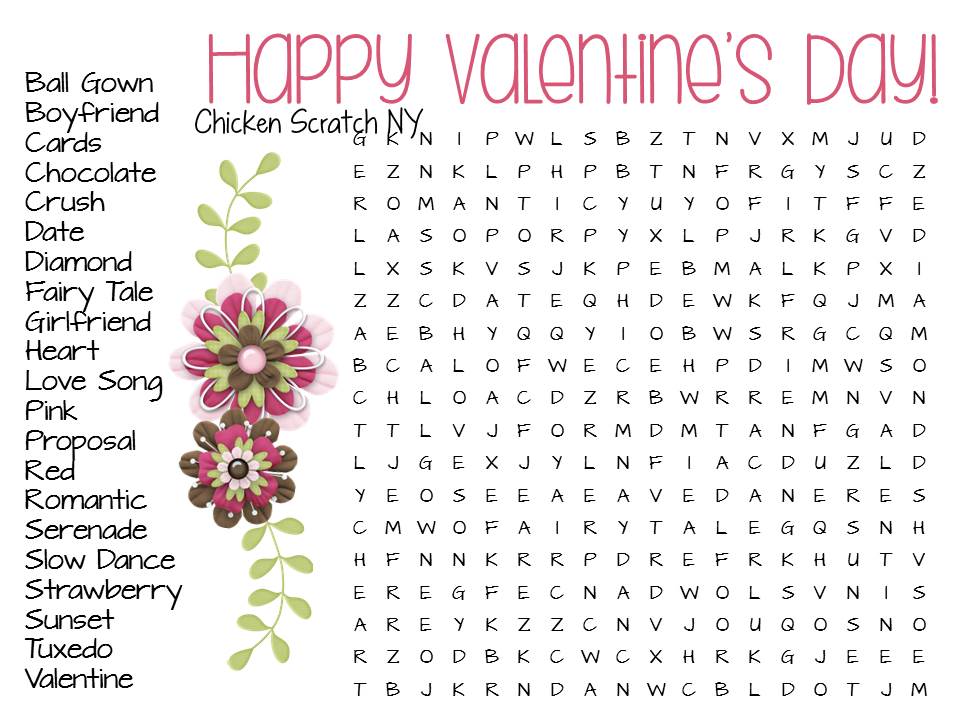 Hard Valentine Word Search Printable