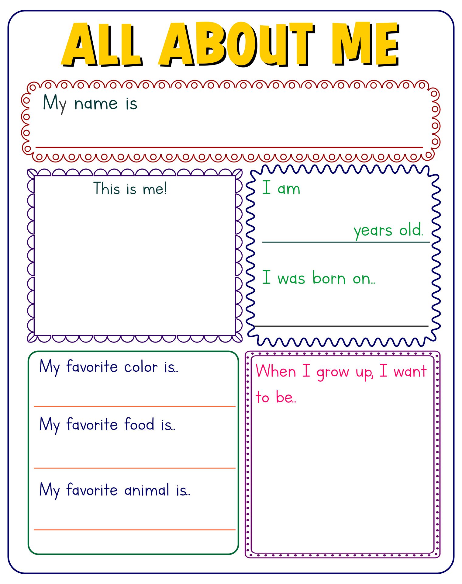 20 Best All About Me Printable Template printablee com
