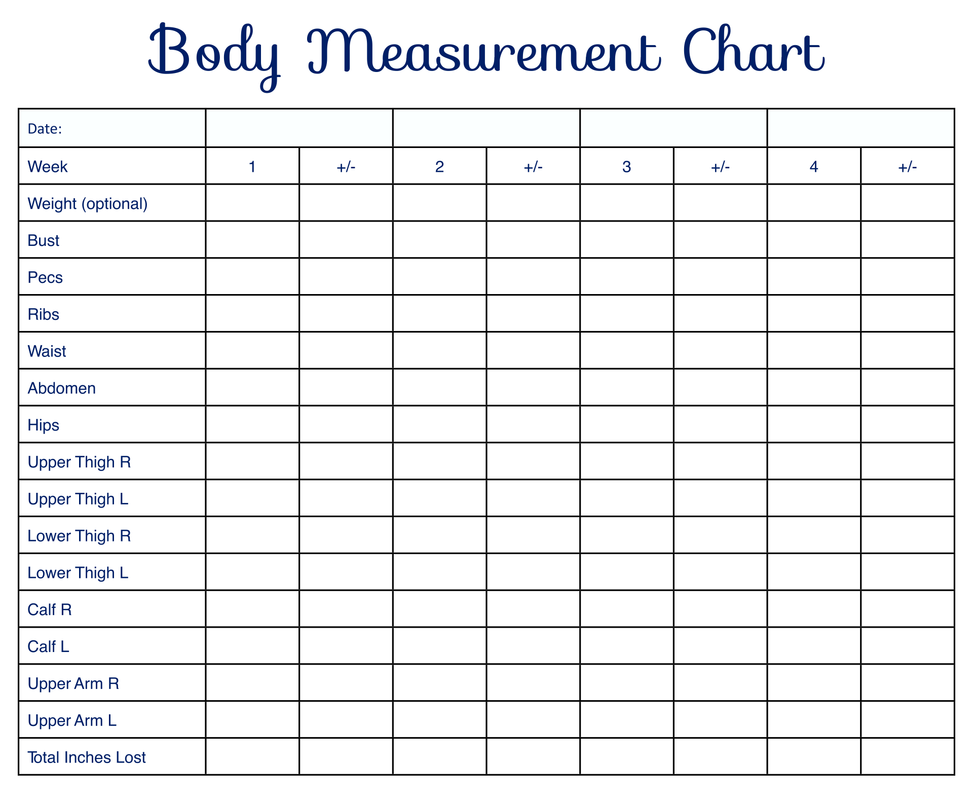 10 Best Printable Weight Loss Measurement Chart PDF For Free At Printablee