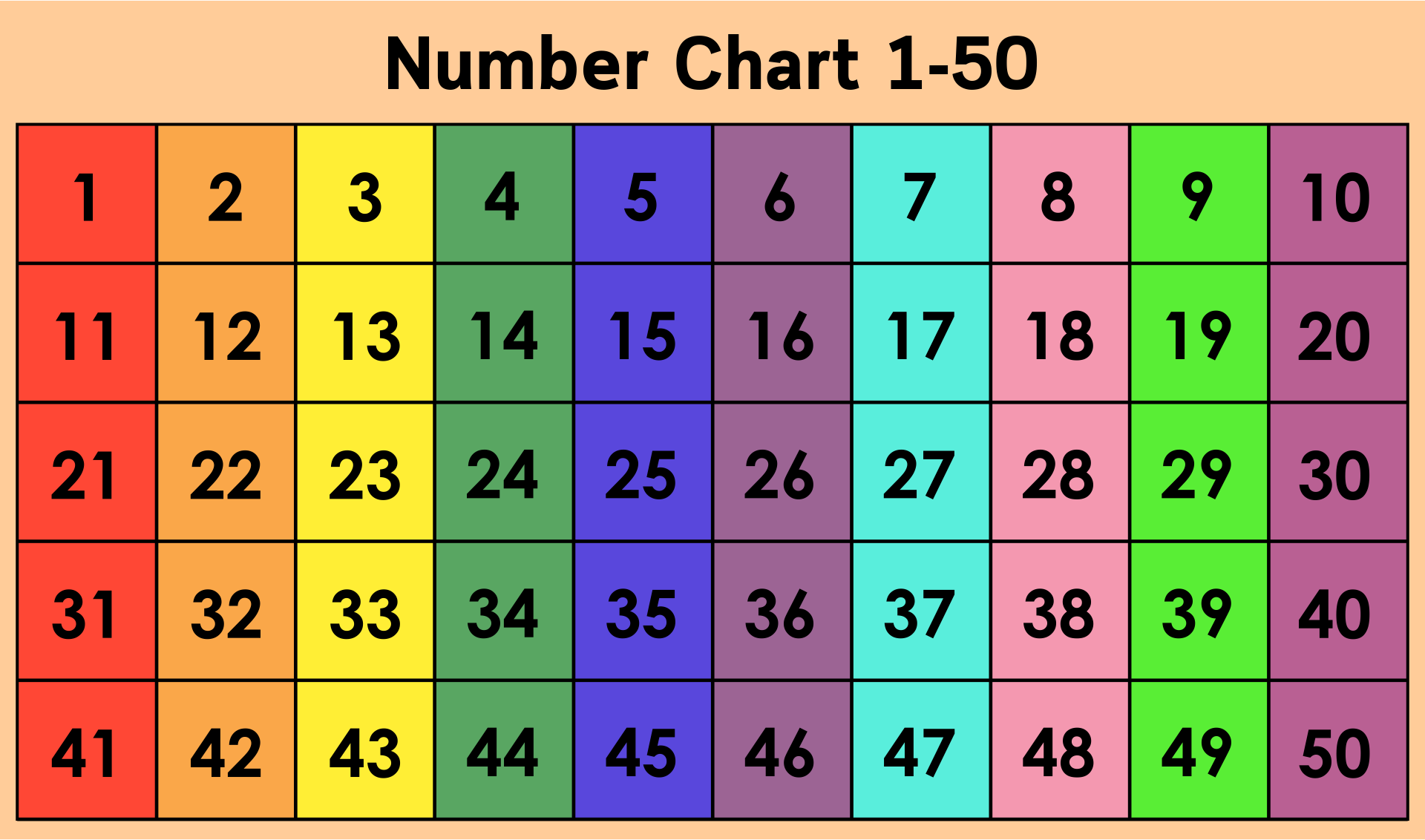 10 Best Printable Number Grid 1 50 Printablee