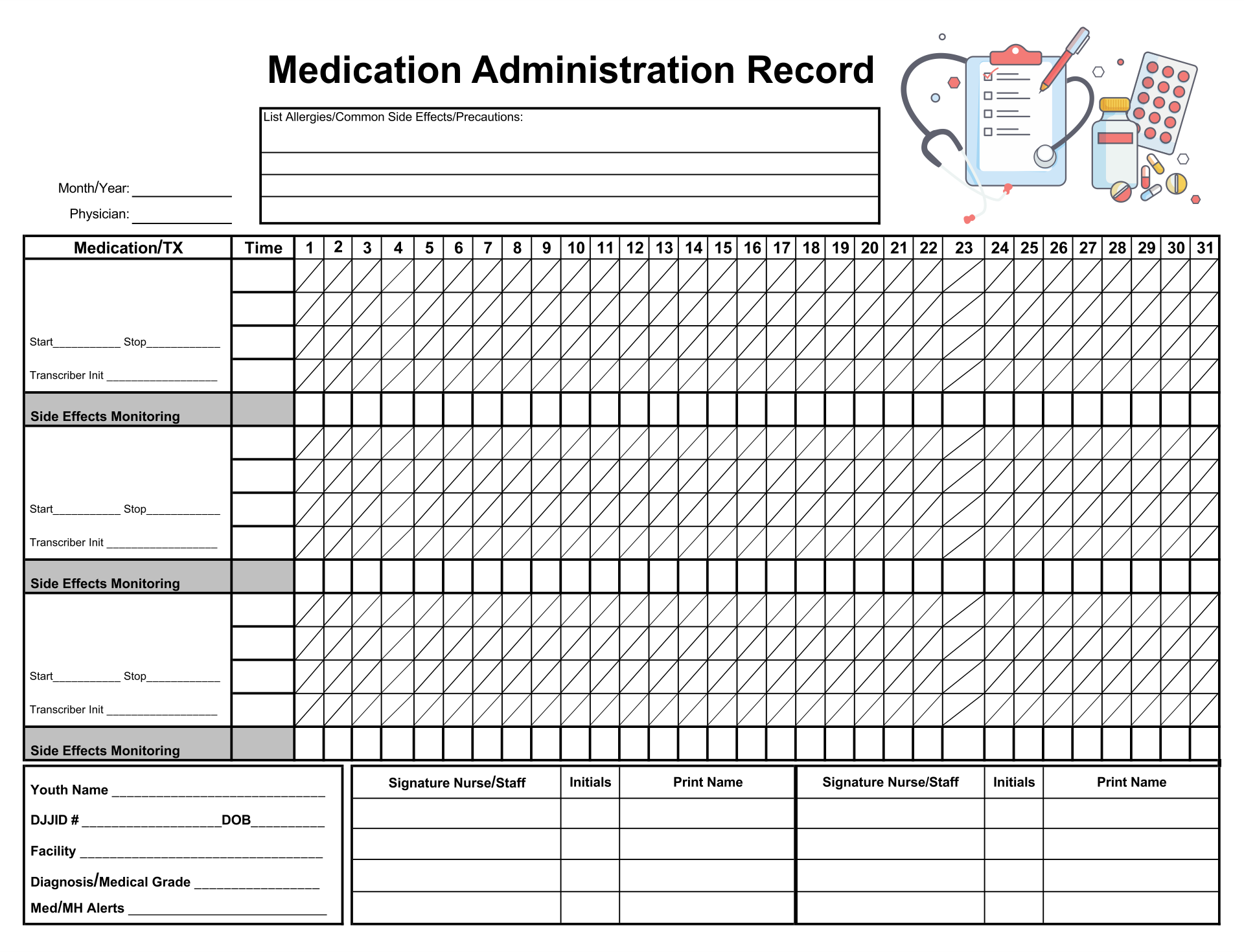 10 Best Printable Medication Administration Record Template PDF For Free At Printablee