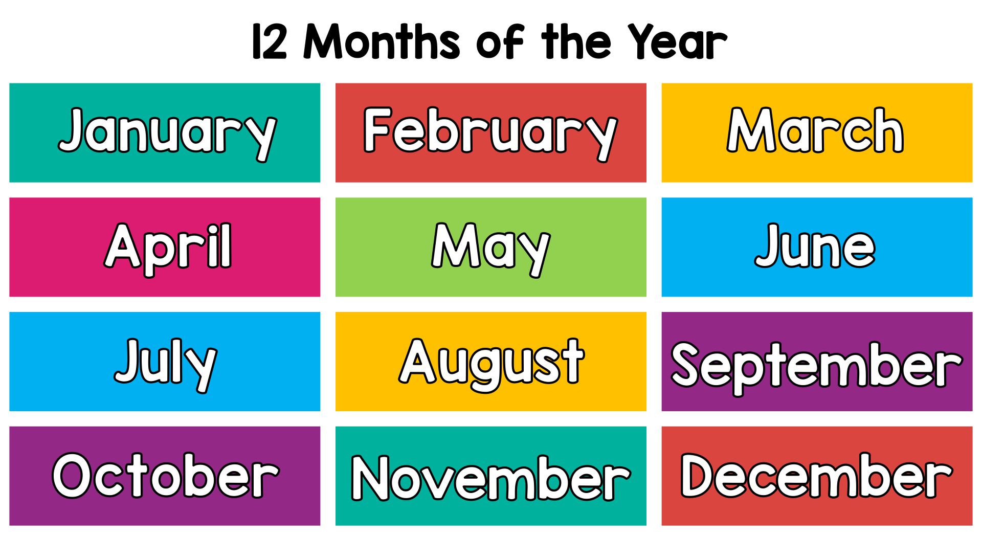 Months Of The Year Printable Chart