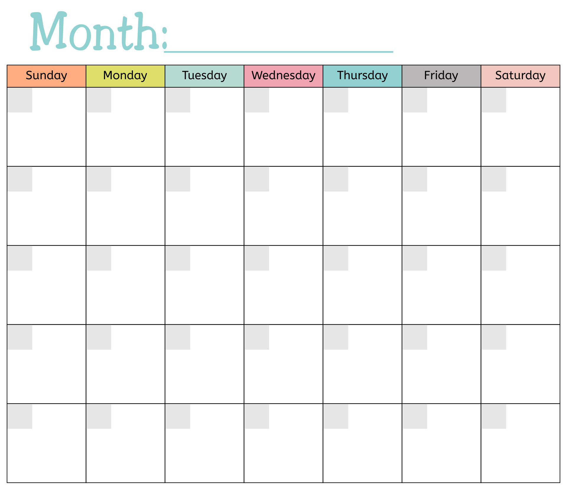 printable blank calendar with notes printable month calendar template
