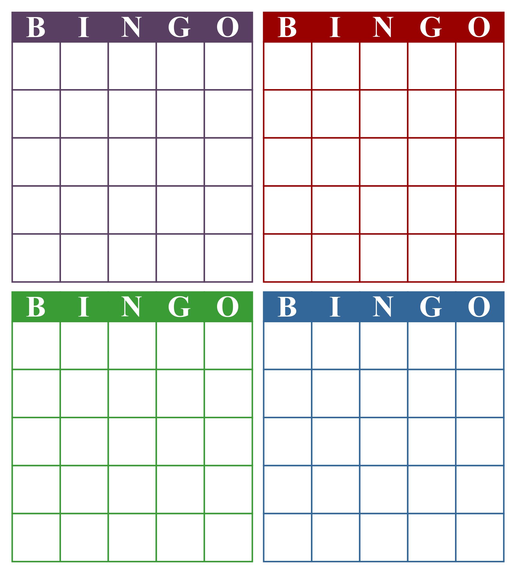 blank bingo board free printable