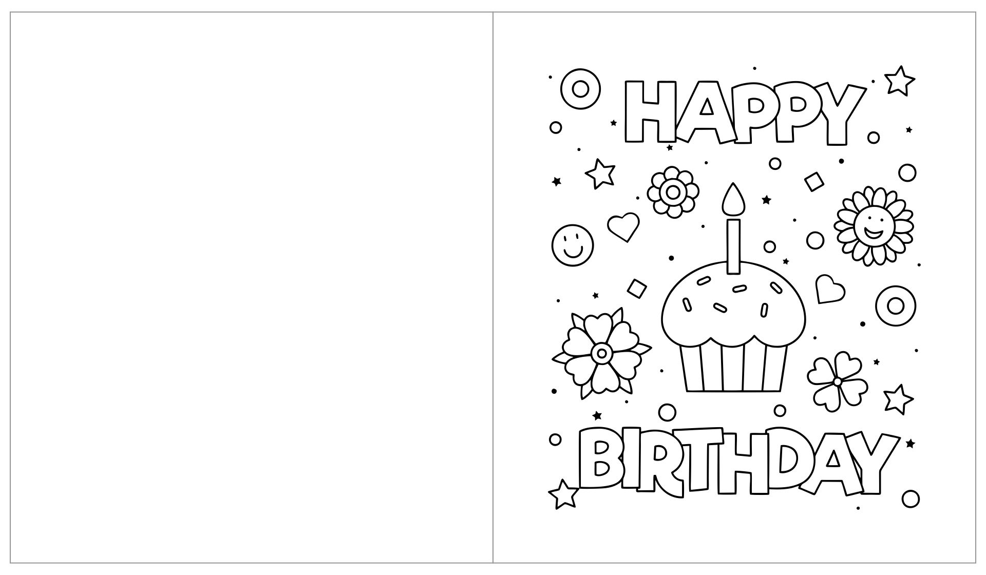 Birthday Cards To Color 12 Free PDF Printables Printablee