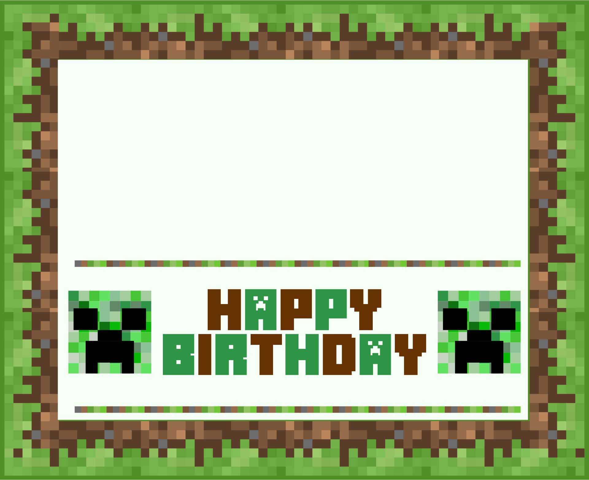 Minecraft Birthday Card Free Printable Minimalist Blank Printable