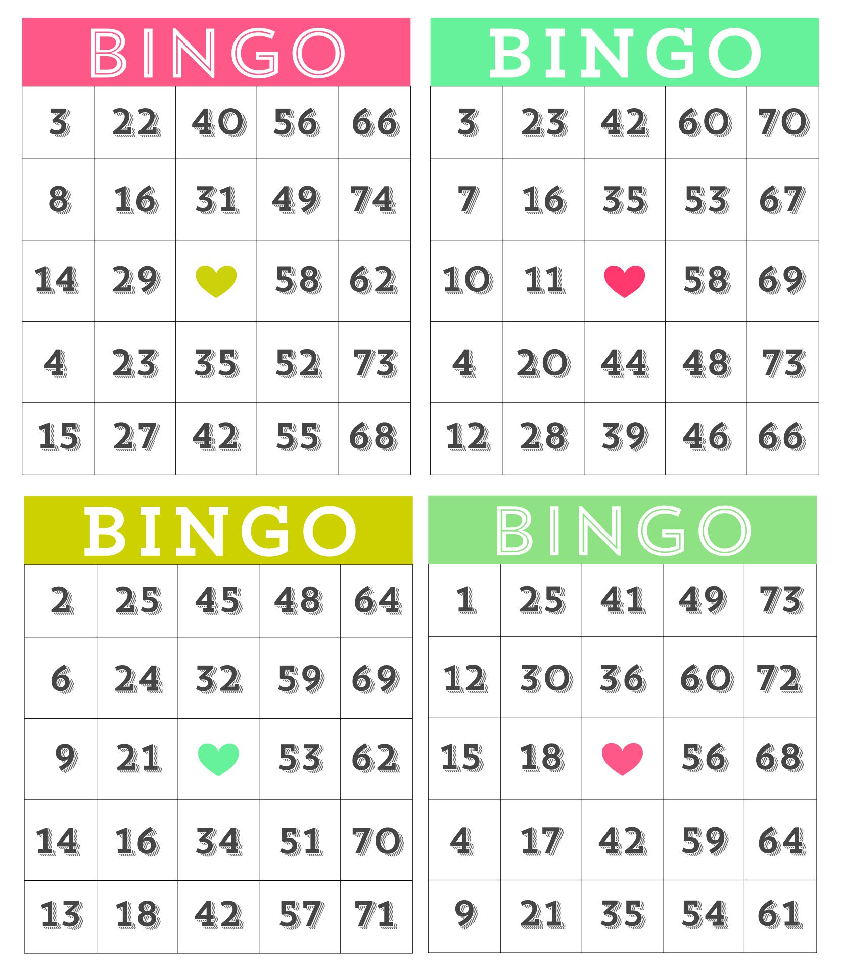 Bingo Free Printable Sheets