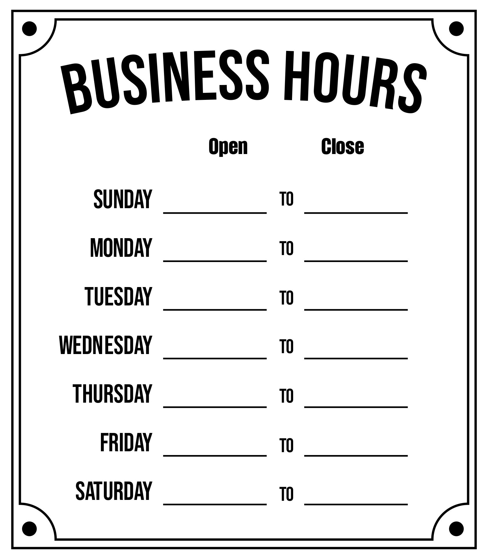 Free Printable Store Hours Template Nisma Info
