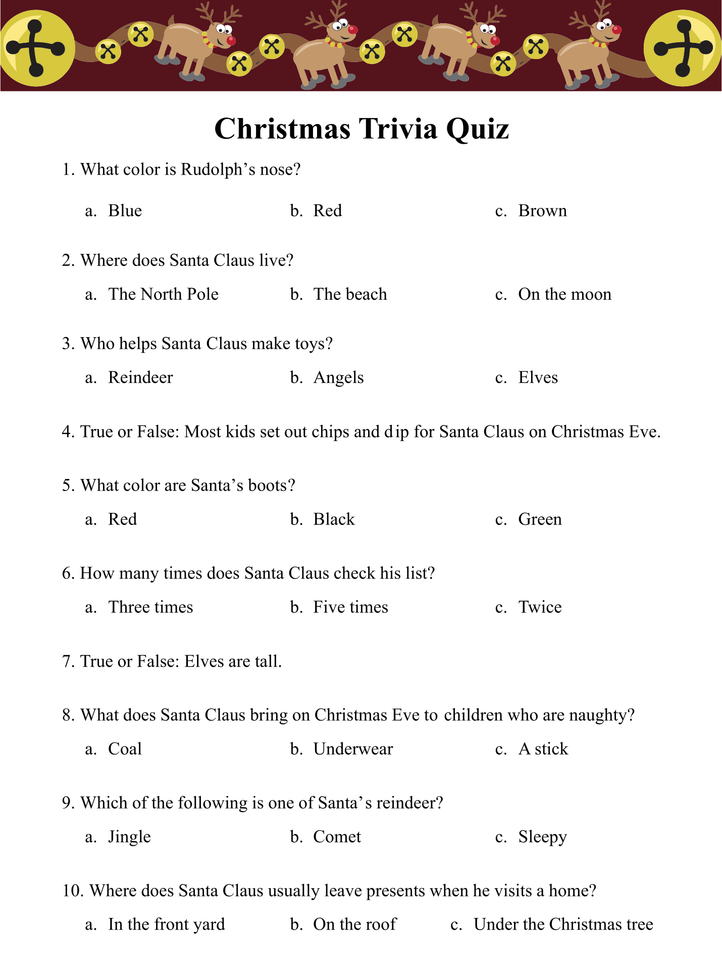 Printable Senior Trivia