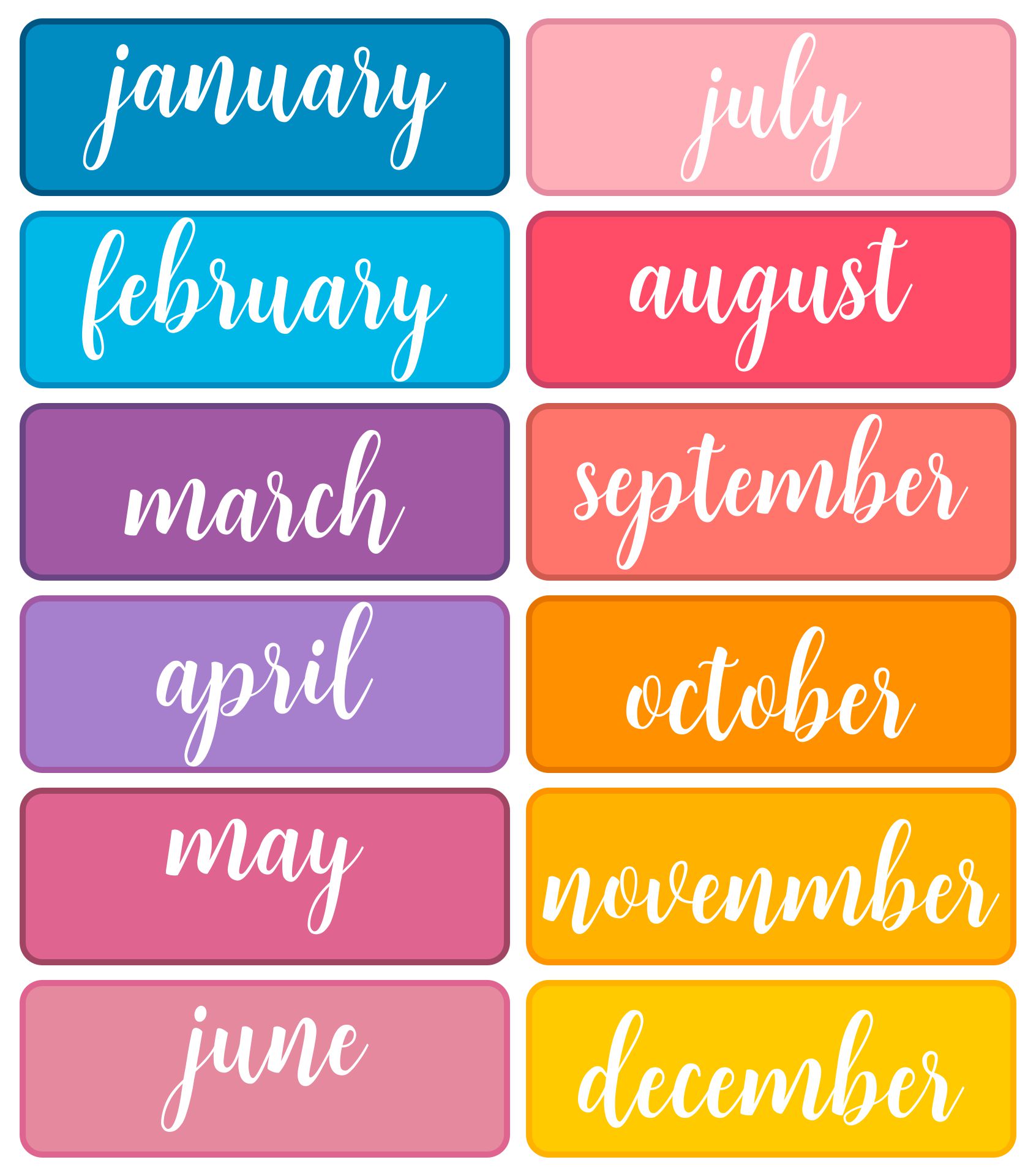 Free Printable Months Of The Year Labels Printable Word Searches