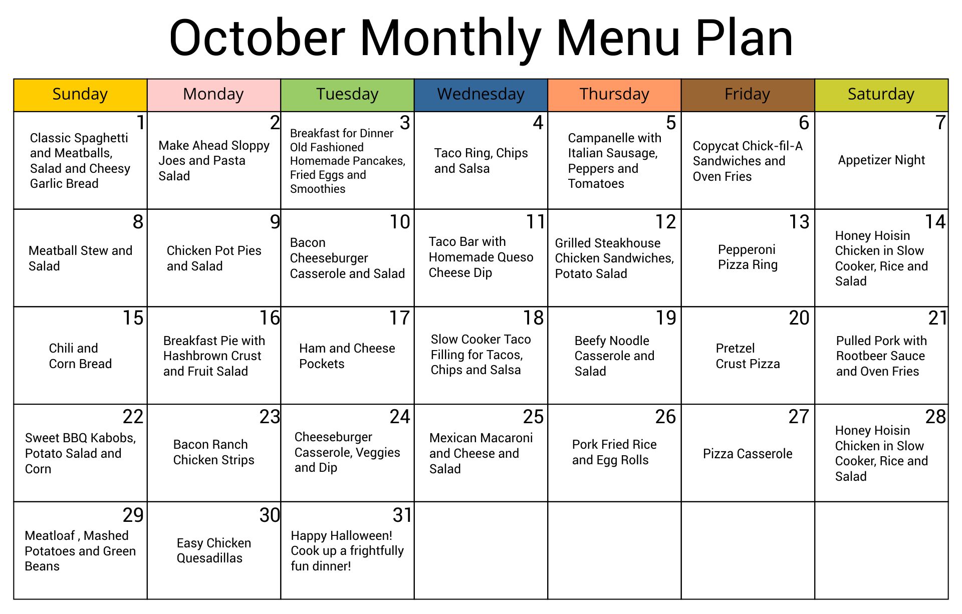 10 Best Printable Monthly Dinner Planner PDF for Free at Printablee