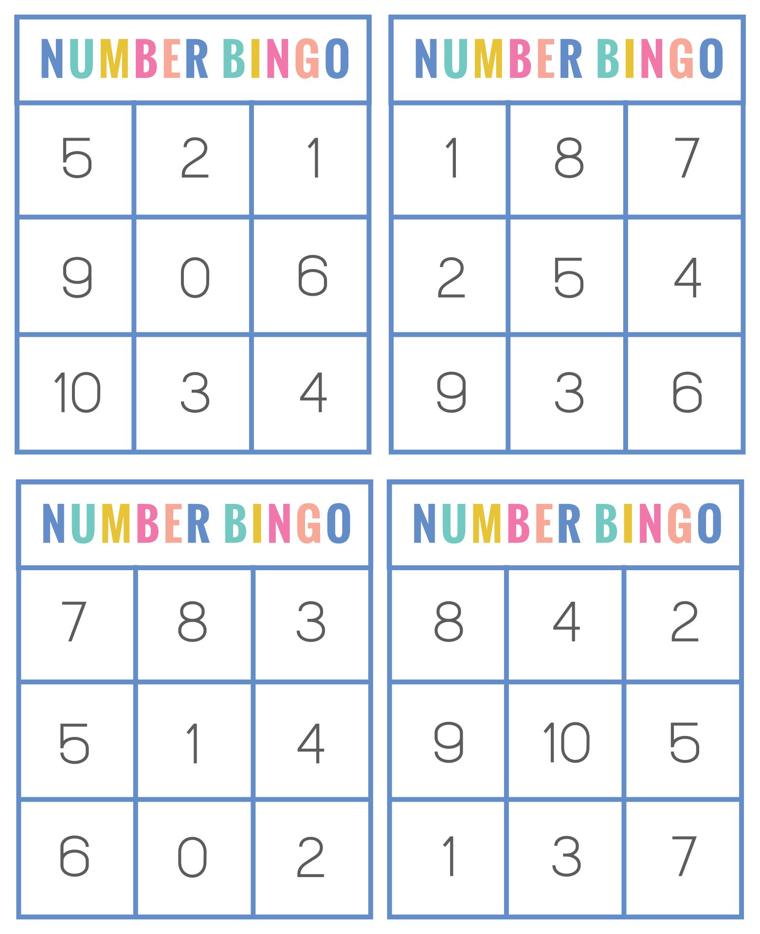 Number Bingo Printable