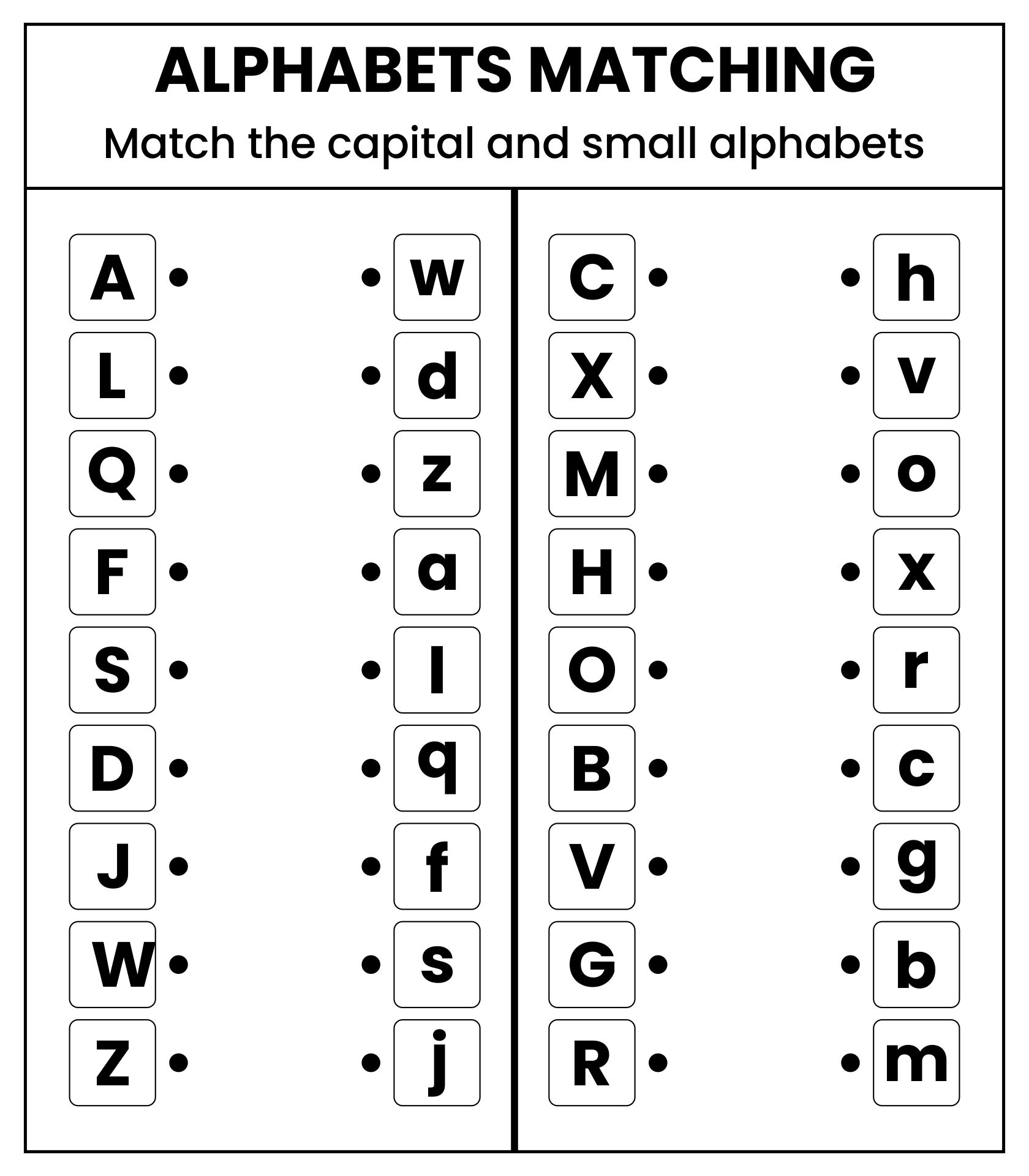 matching alphabet with word for spelling
