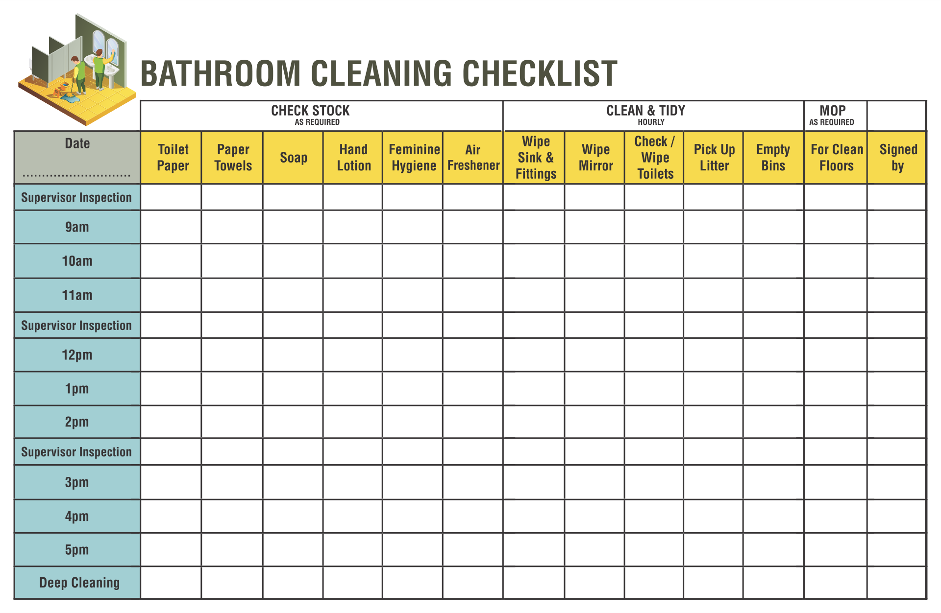 Restroom Cleaning Schedule 10 Free PDF Printables Printablee