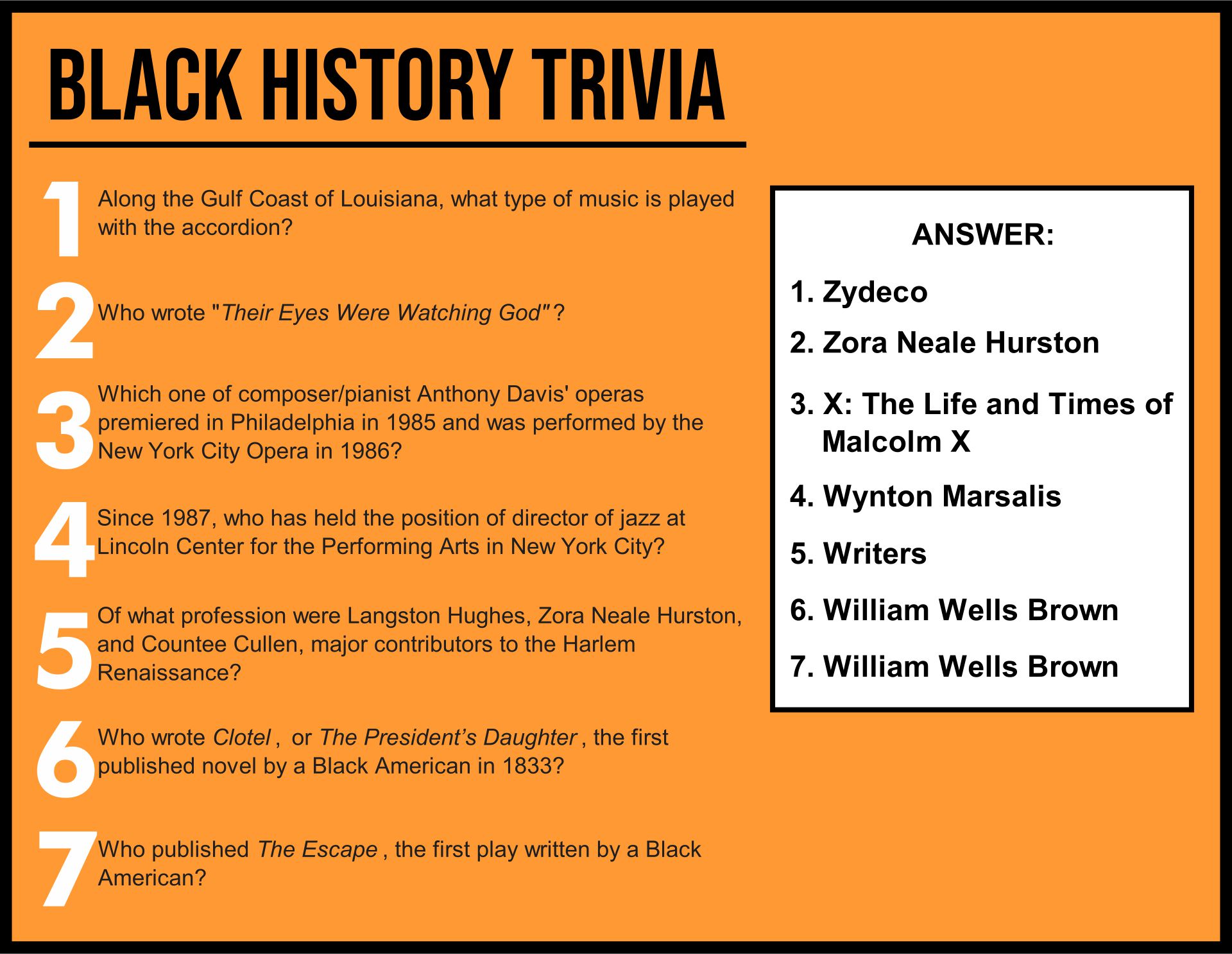 Black History Month Trivia Questions And Answers Printable Printable Word Searches