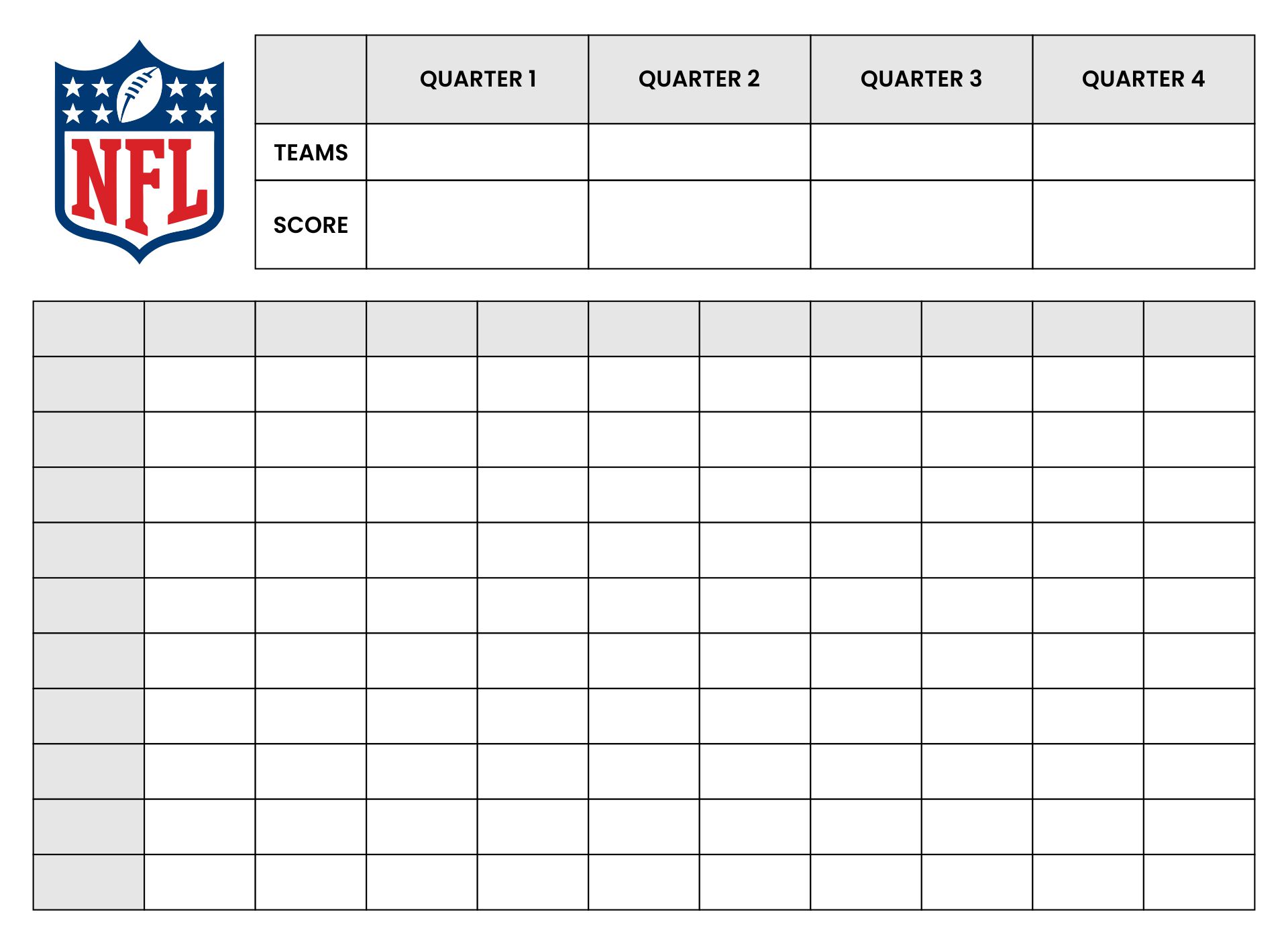 Printable Football Squares Template