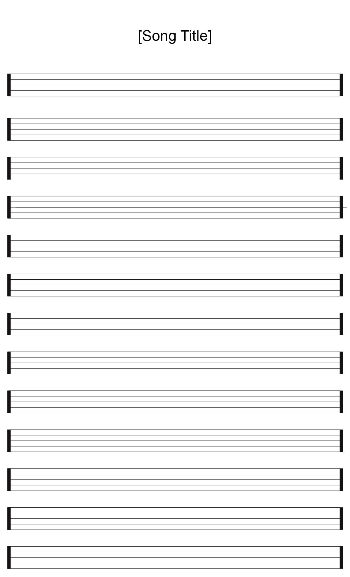 Printable Blank Sheet Music With Measures