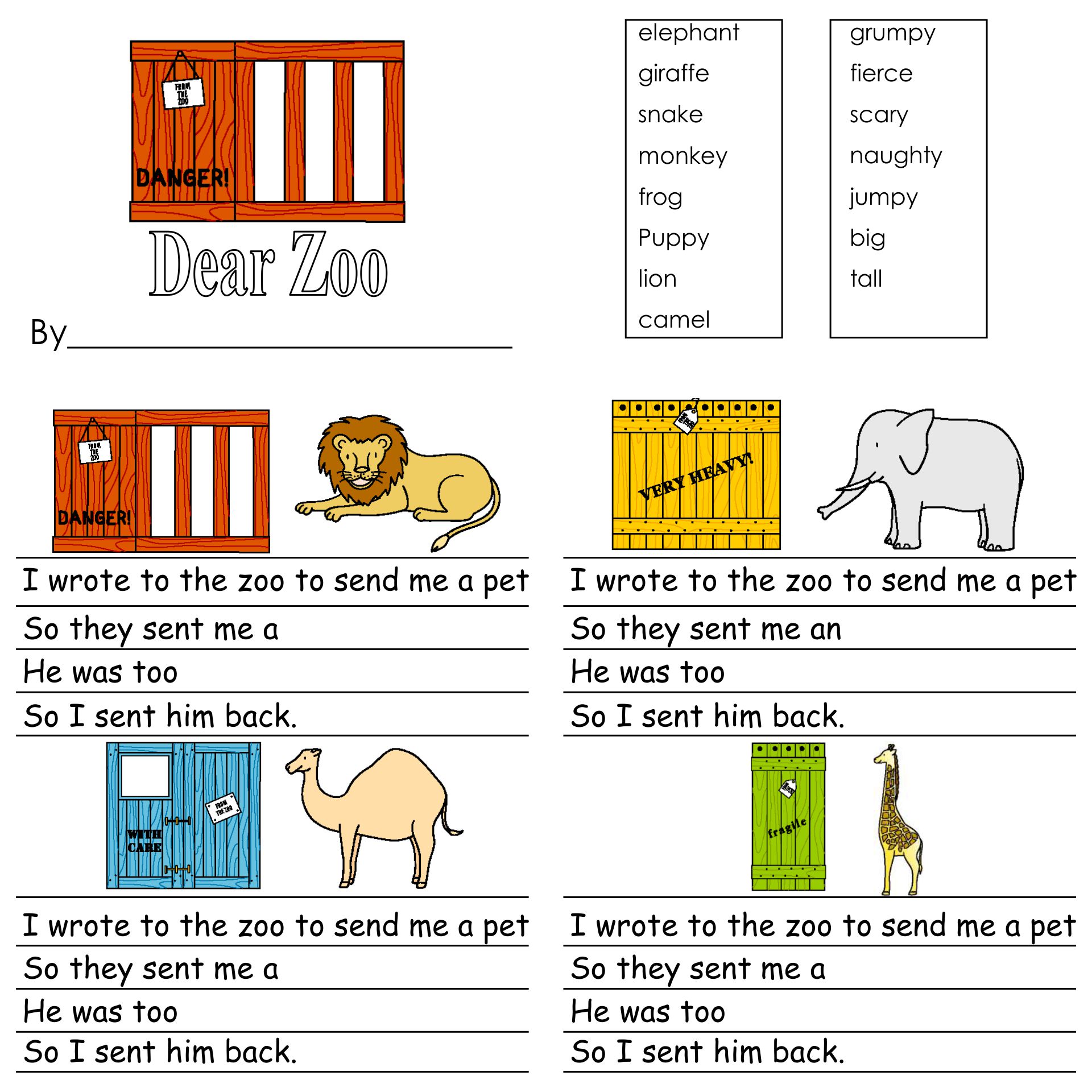 Dear Zoo Printable Worksheet