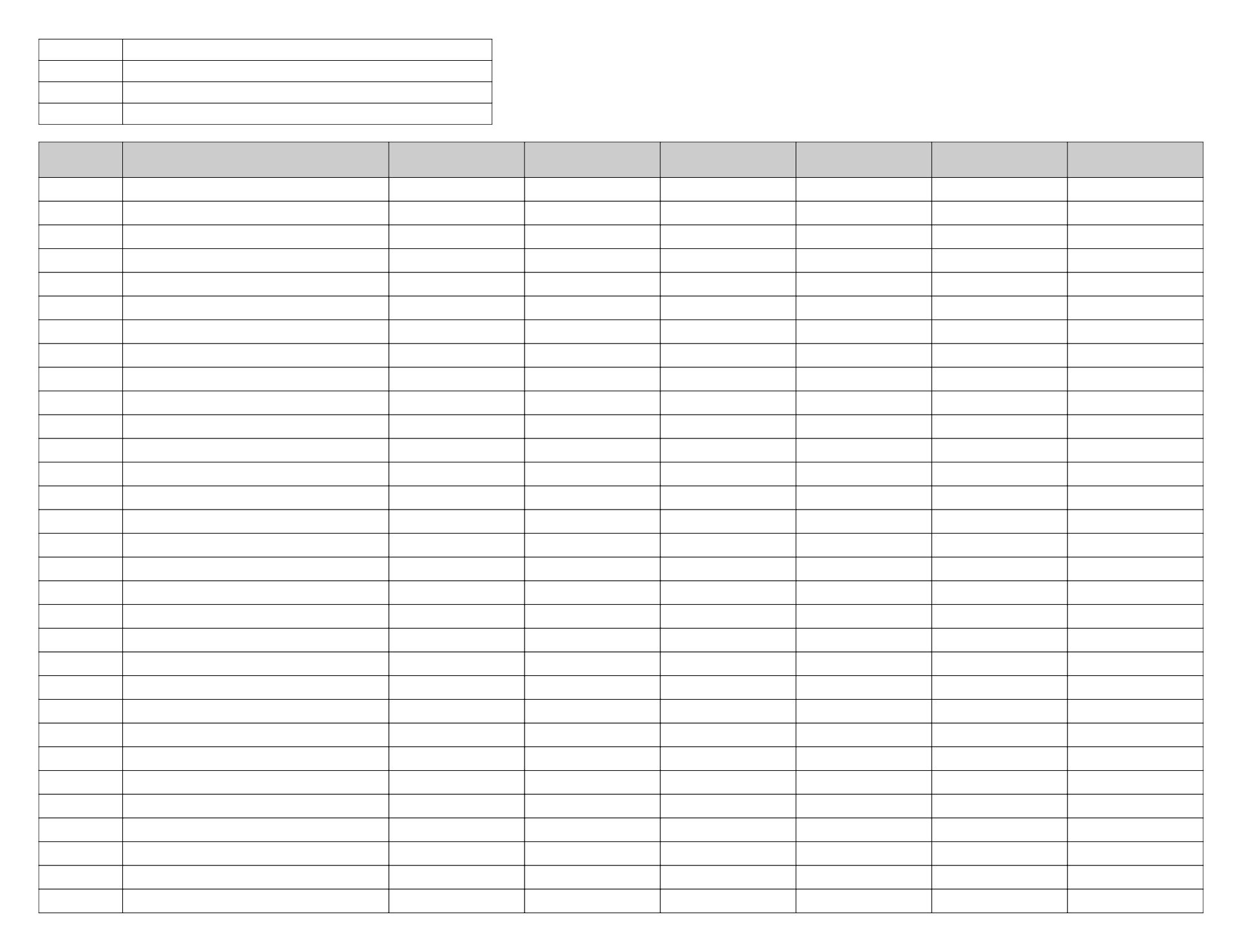 Printable Excel Spreadsheet Free
