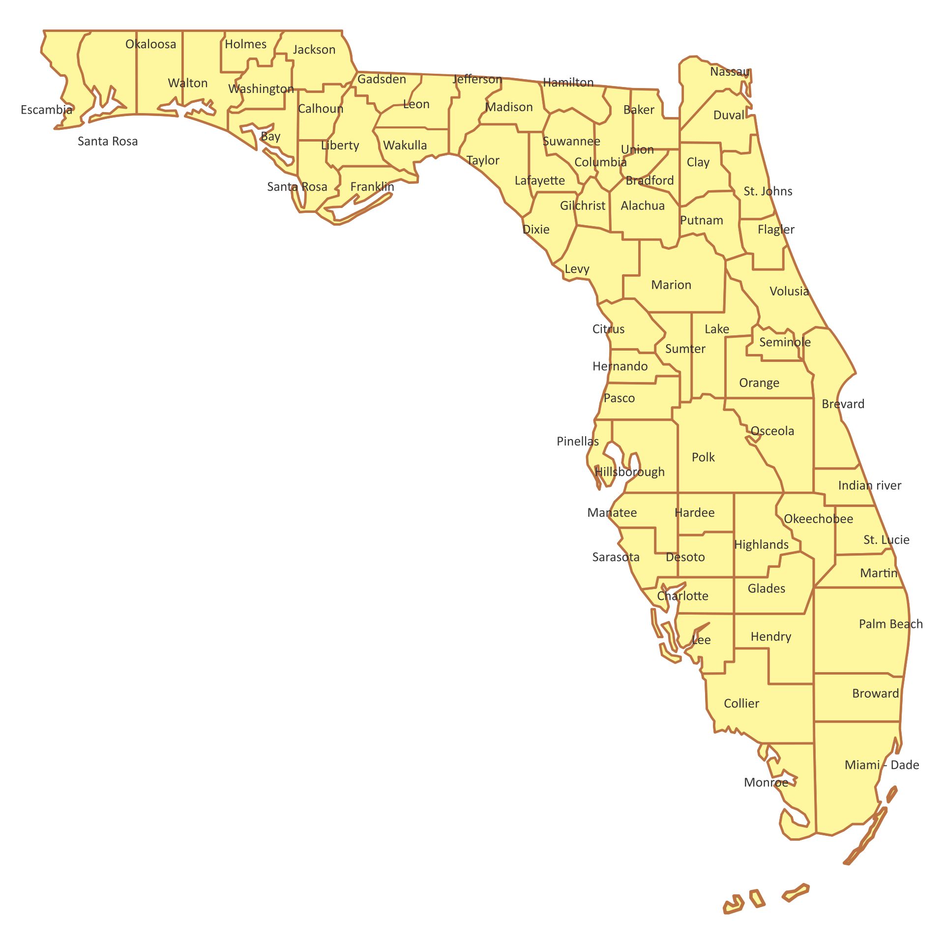 Florida State Map 10 Free PDF Printables Printablee