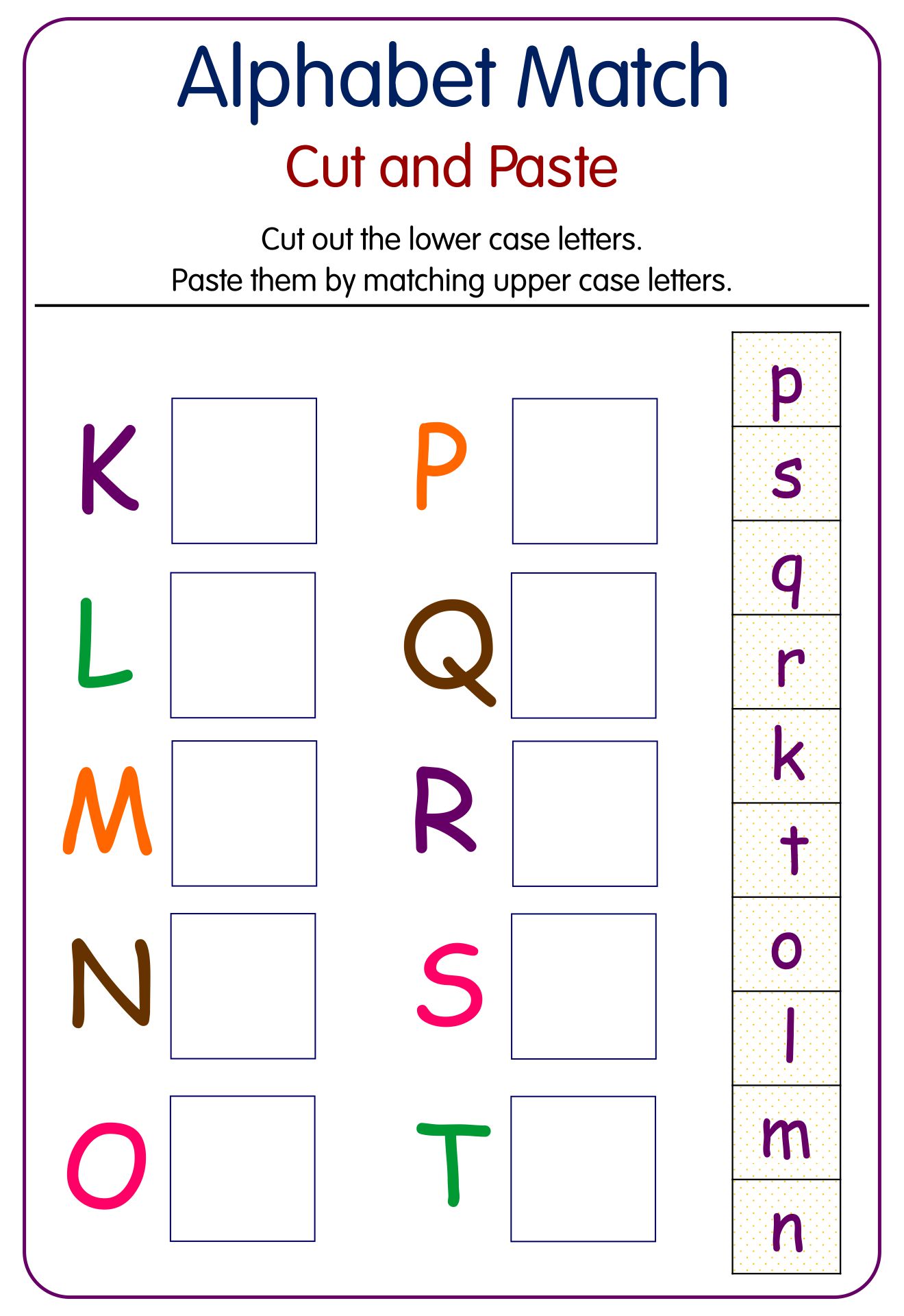 Matching Letters Worksheet Printable Word Searches