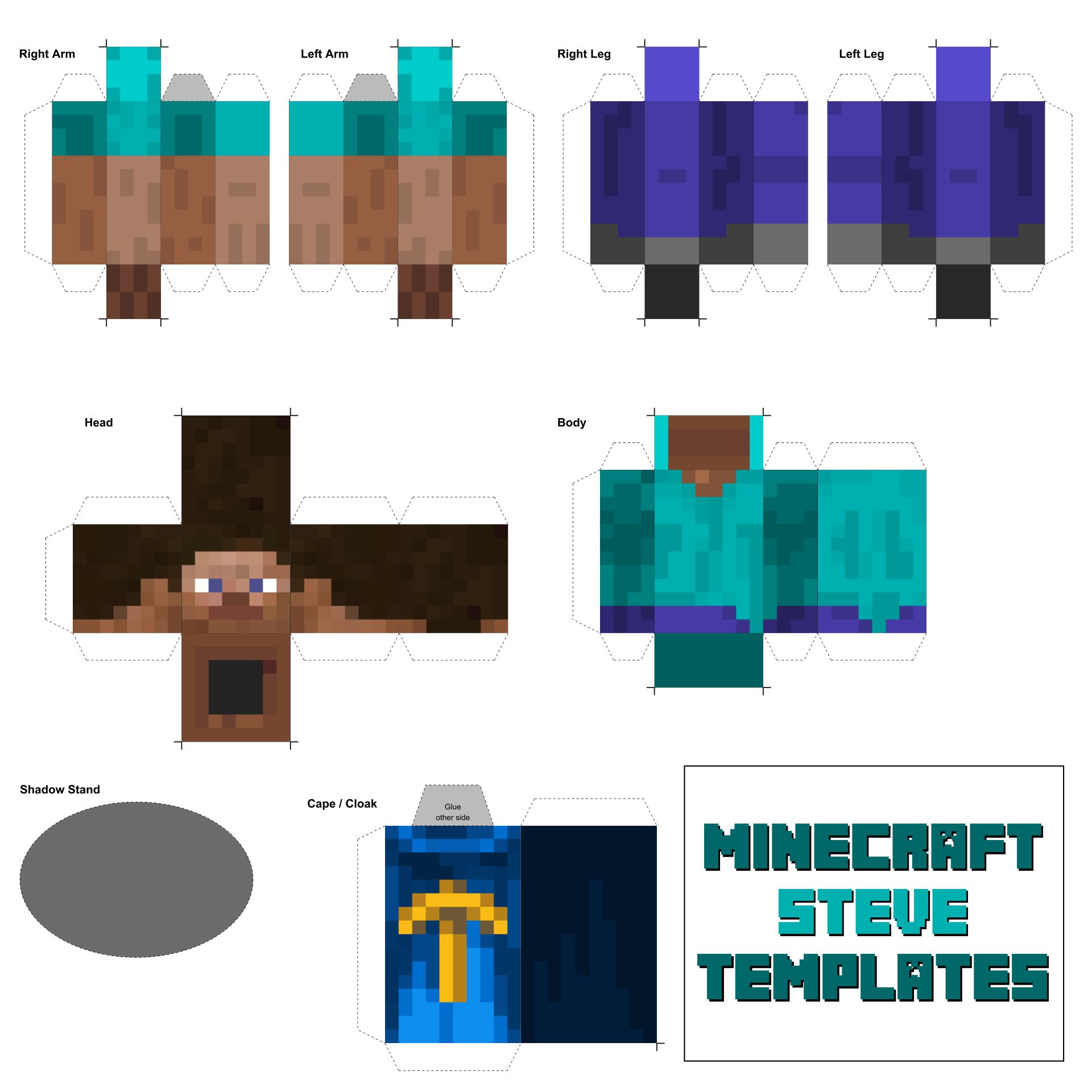 Minecraft Steve Skin Template