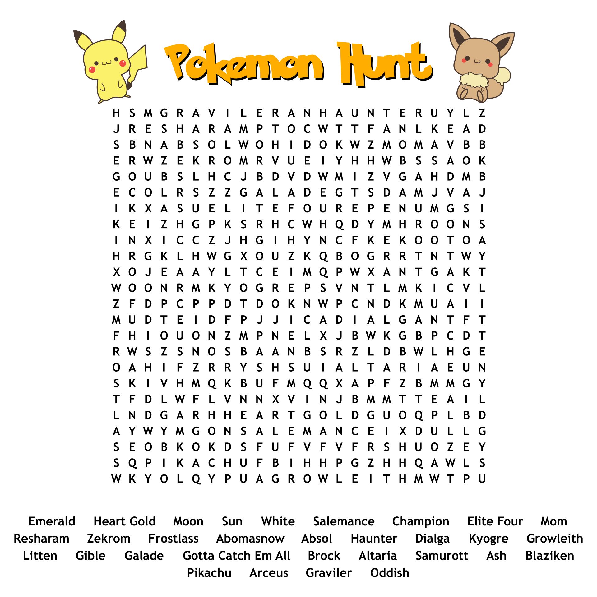 Pokemon Word Search Printable Printable Templates