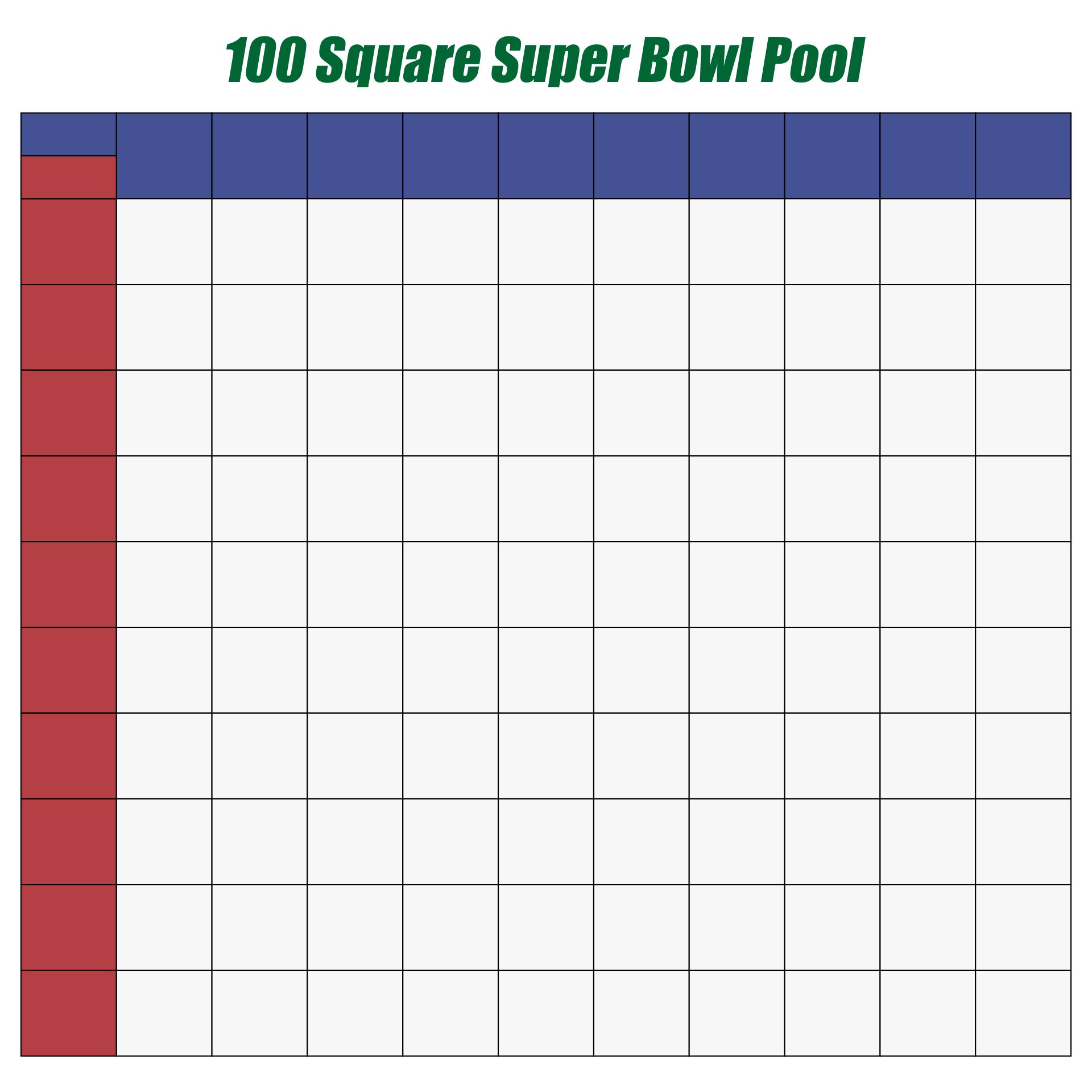 Free Printable Super Bowl Pool Template