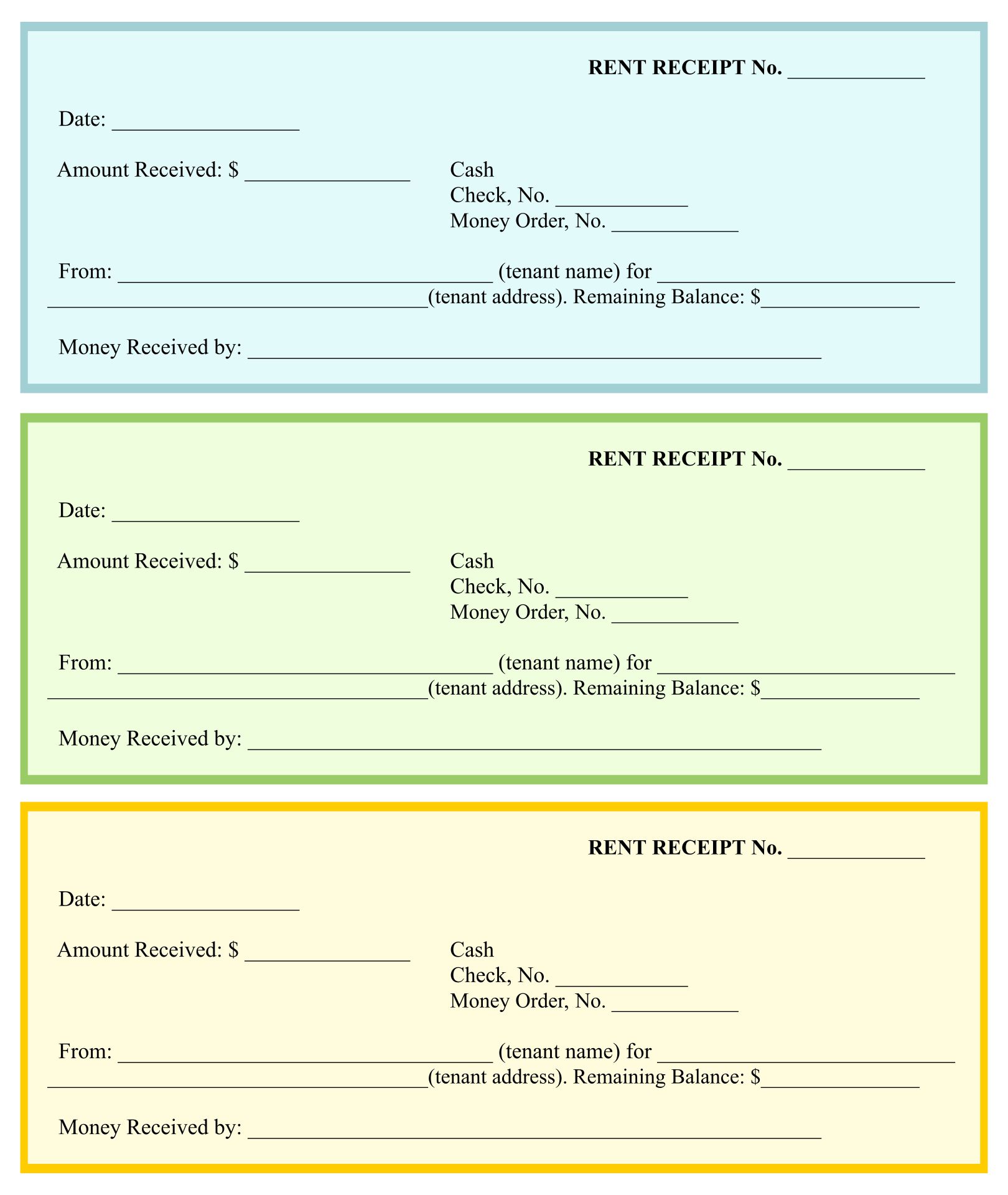 Receipt With Signature Template Printable