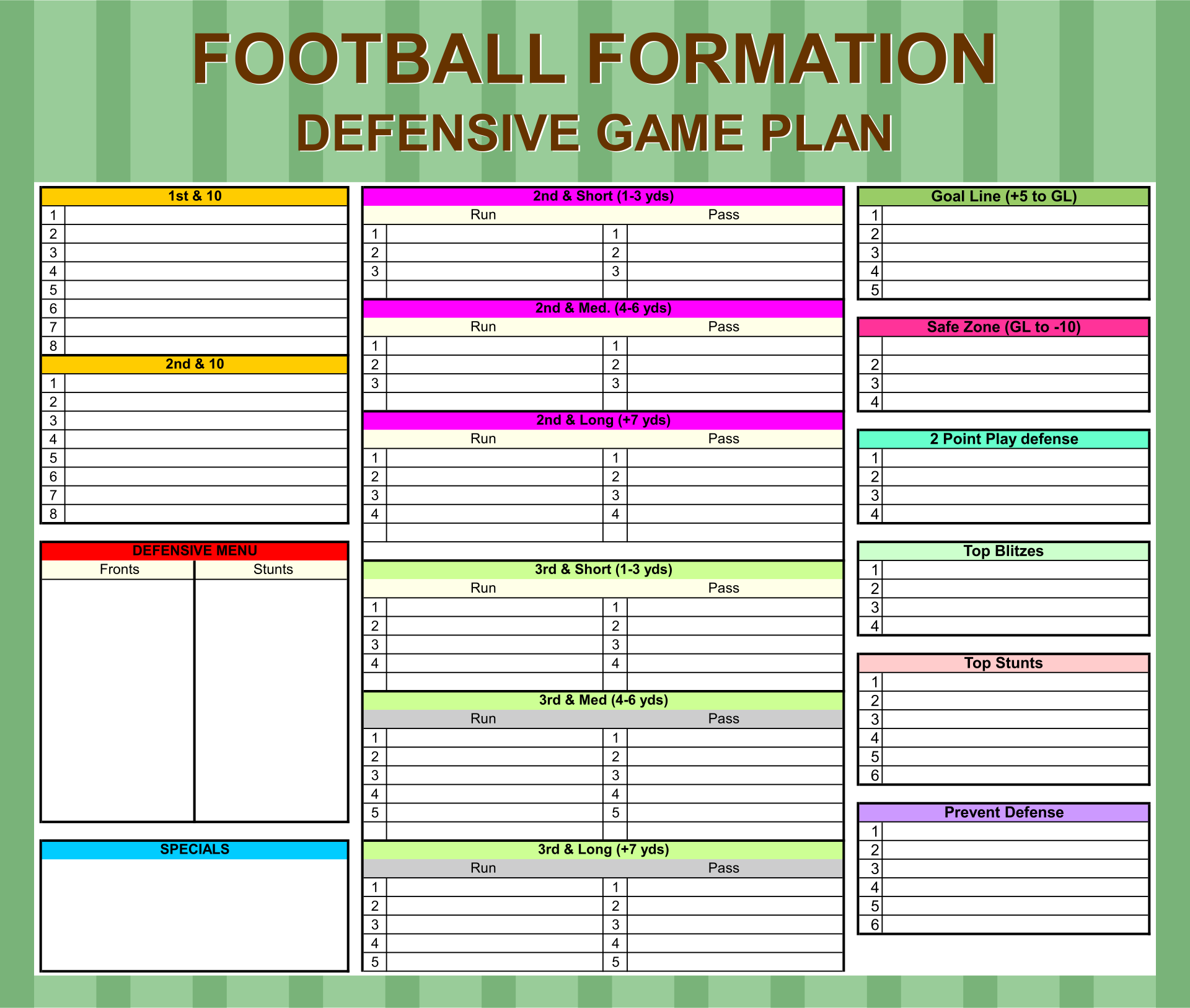 Printable Football Play Sheets