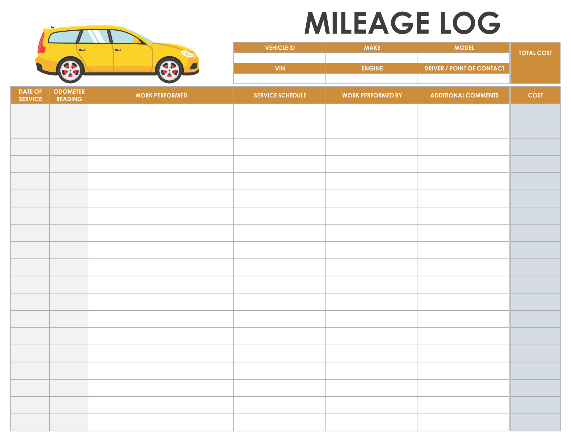Mileage Log Sheet Template 10 Free PDF Printables Printablee